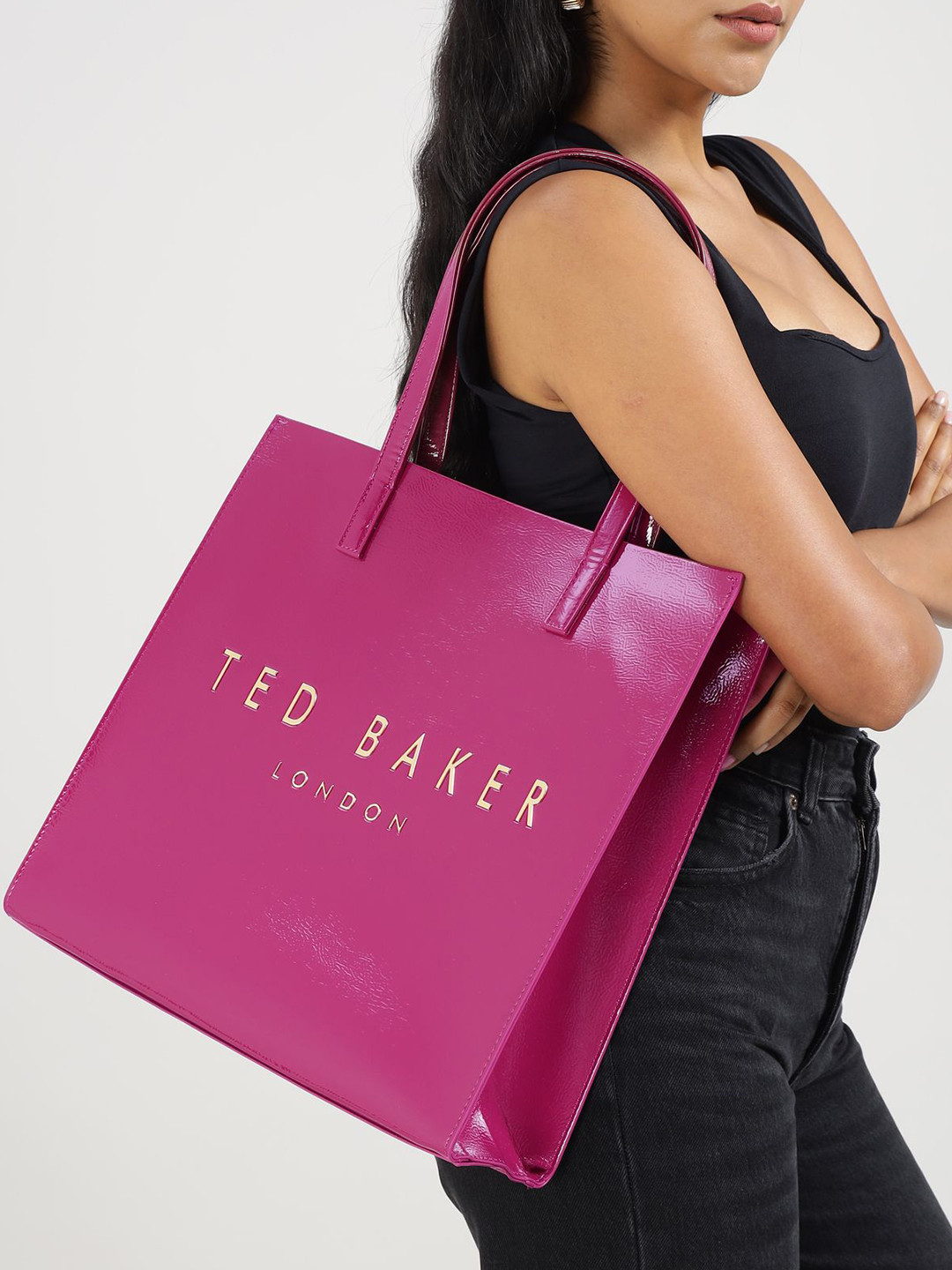 Ted Baker Typography Printed Leather Shopper Tote Bag