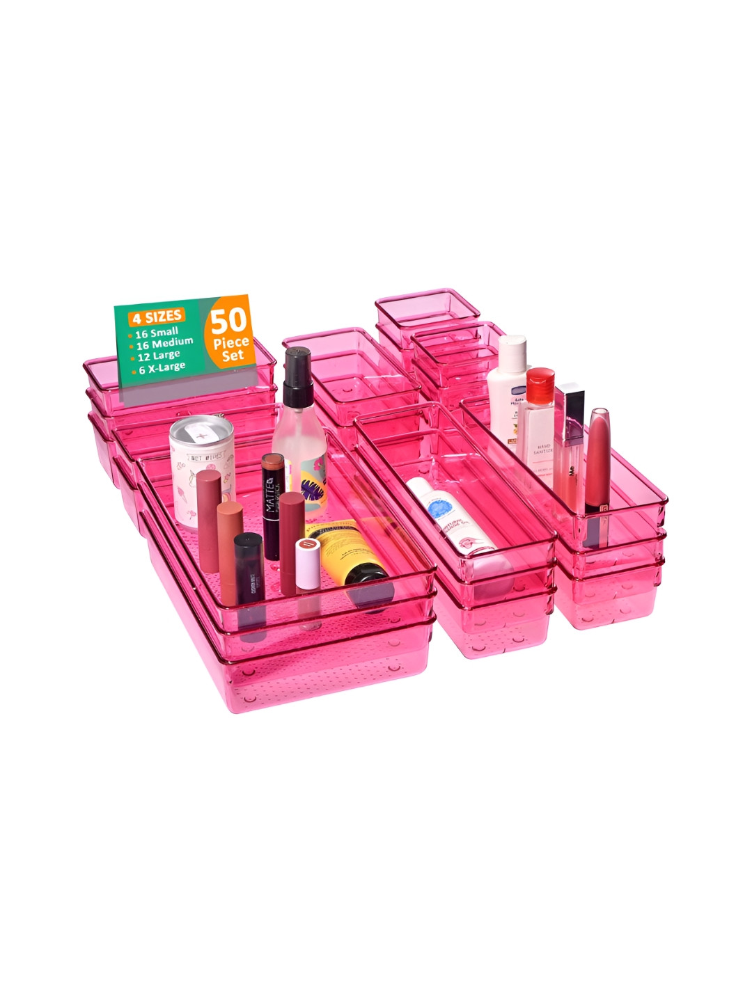 Myntra Elegant Homes Pink 50 Pieces Drawer Organiser