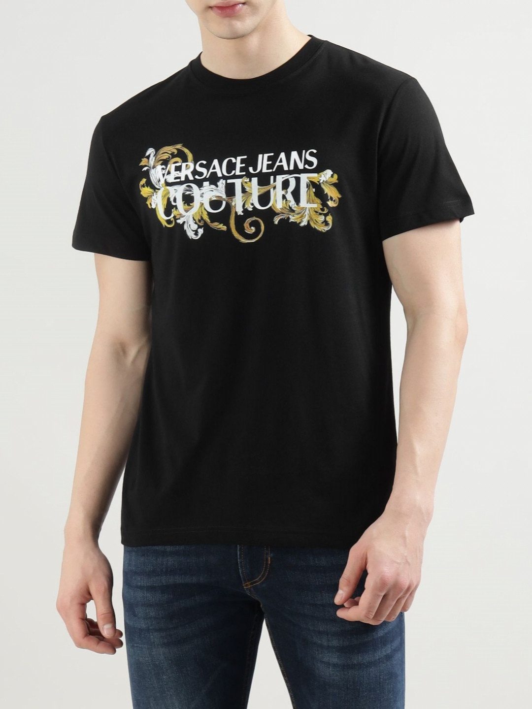 Versace Jeans Couture Men Graphic Printed Round Neck Cotton T-shirt