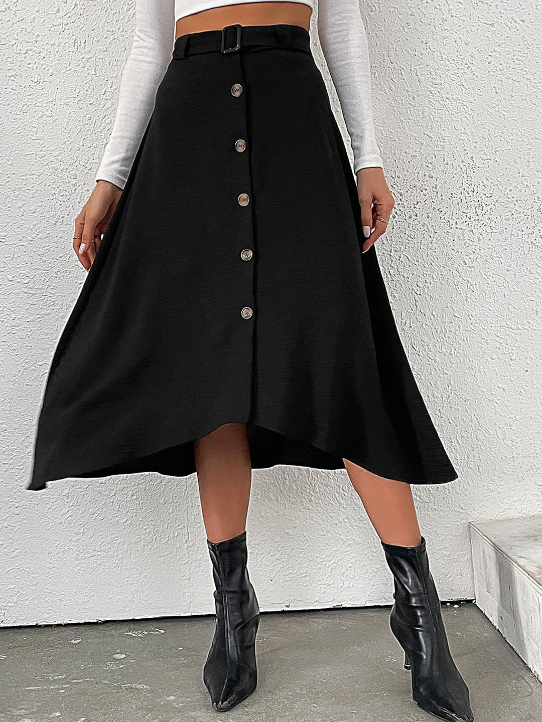 StyleCast Black Maxi Length A-Line Skirt