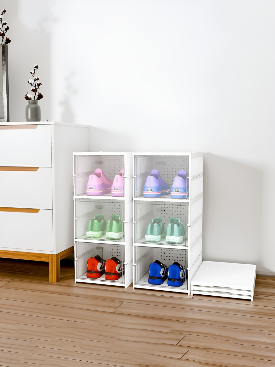 Myntra Elegant Homes Set Of 2 White  2-Layer Foldable Shoe Rack