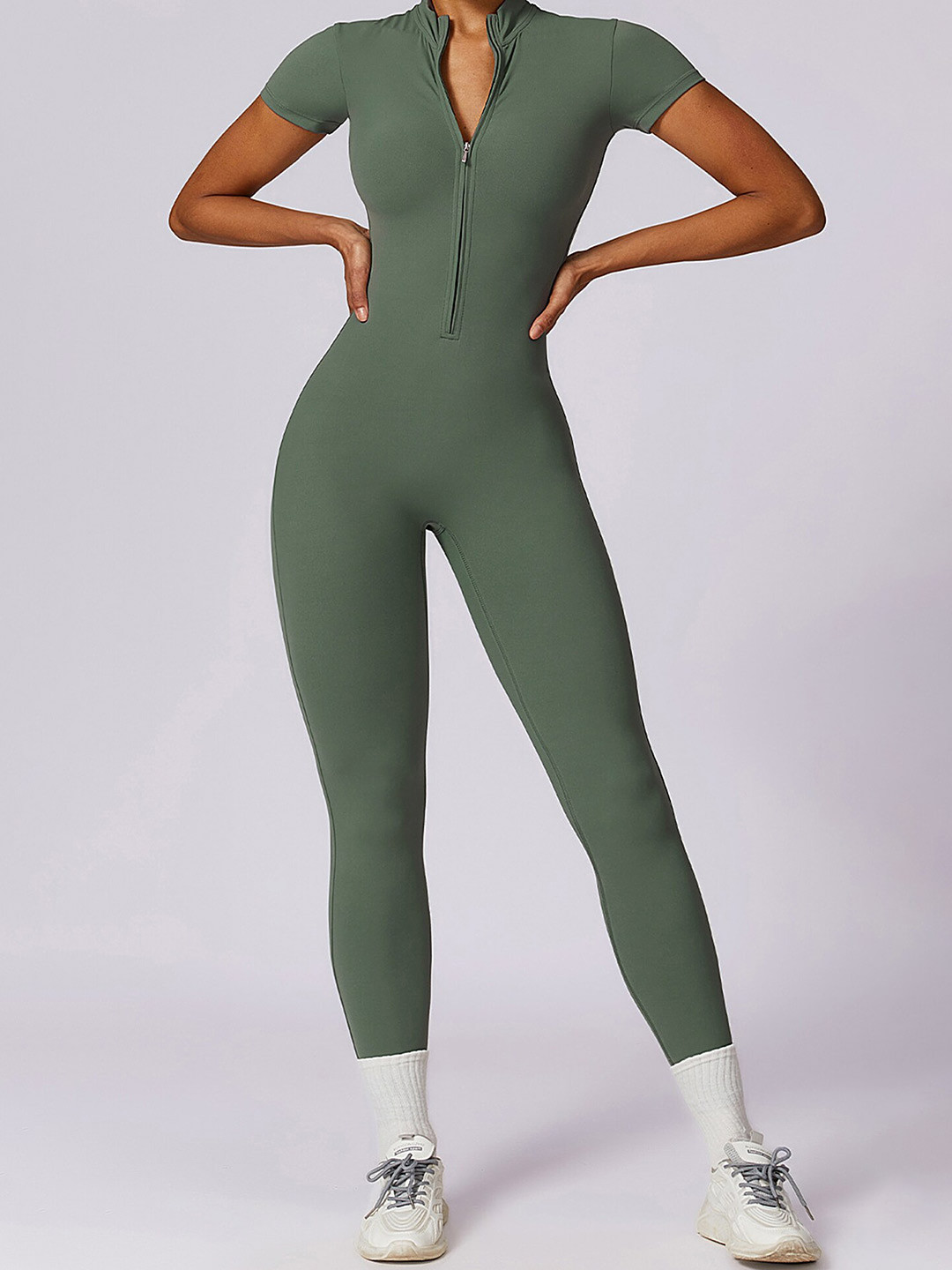 LULU & SKY Mock Neck Sports Basic Jumpsuit