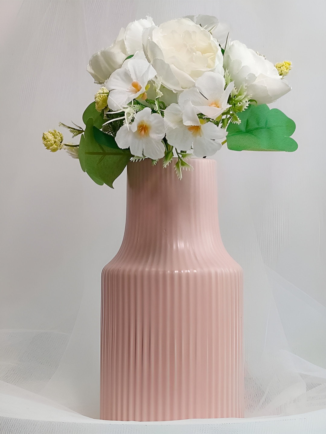 Art Street Pink Ribbed Ceramic FlowerVases