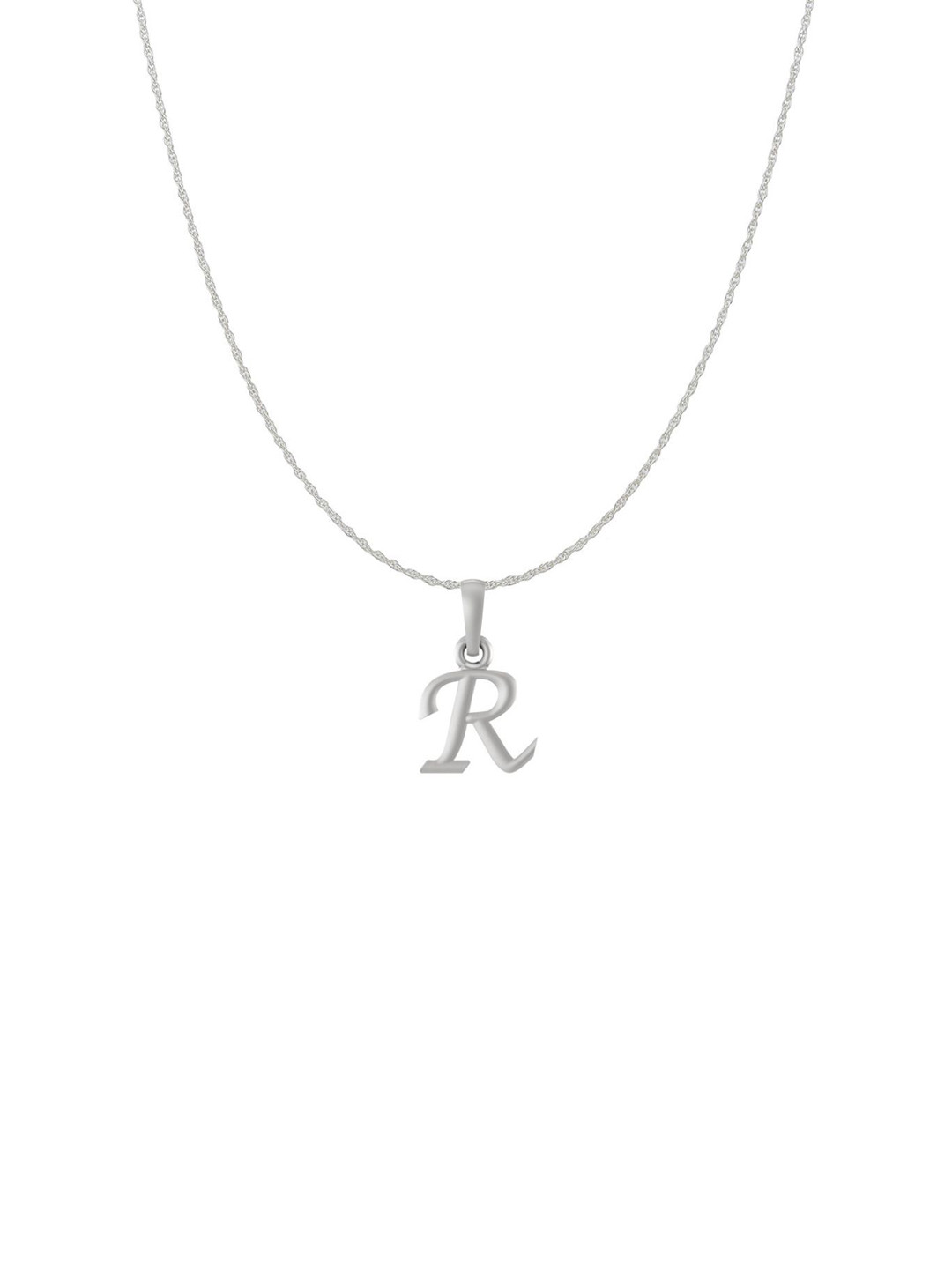 Metronaut 92.5 Sterling Silver R Alphabet Pendant with Rope Chain