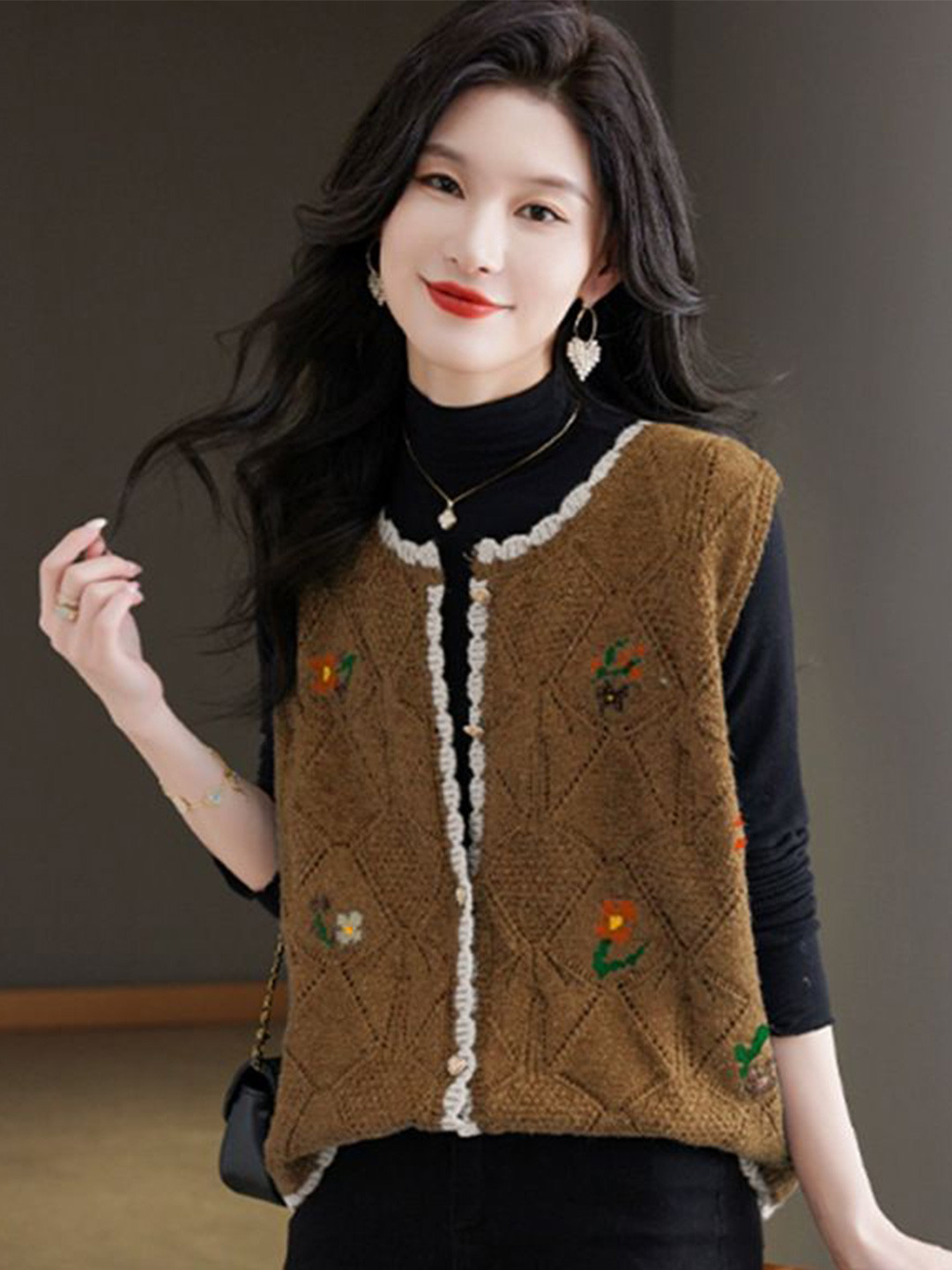 StyleCast Women Embroidered Winter Sweater Vest