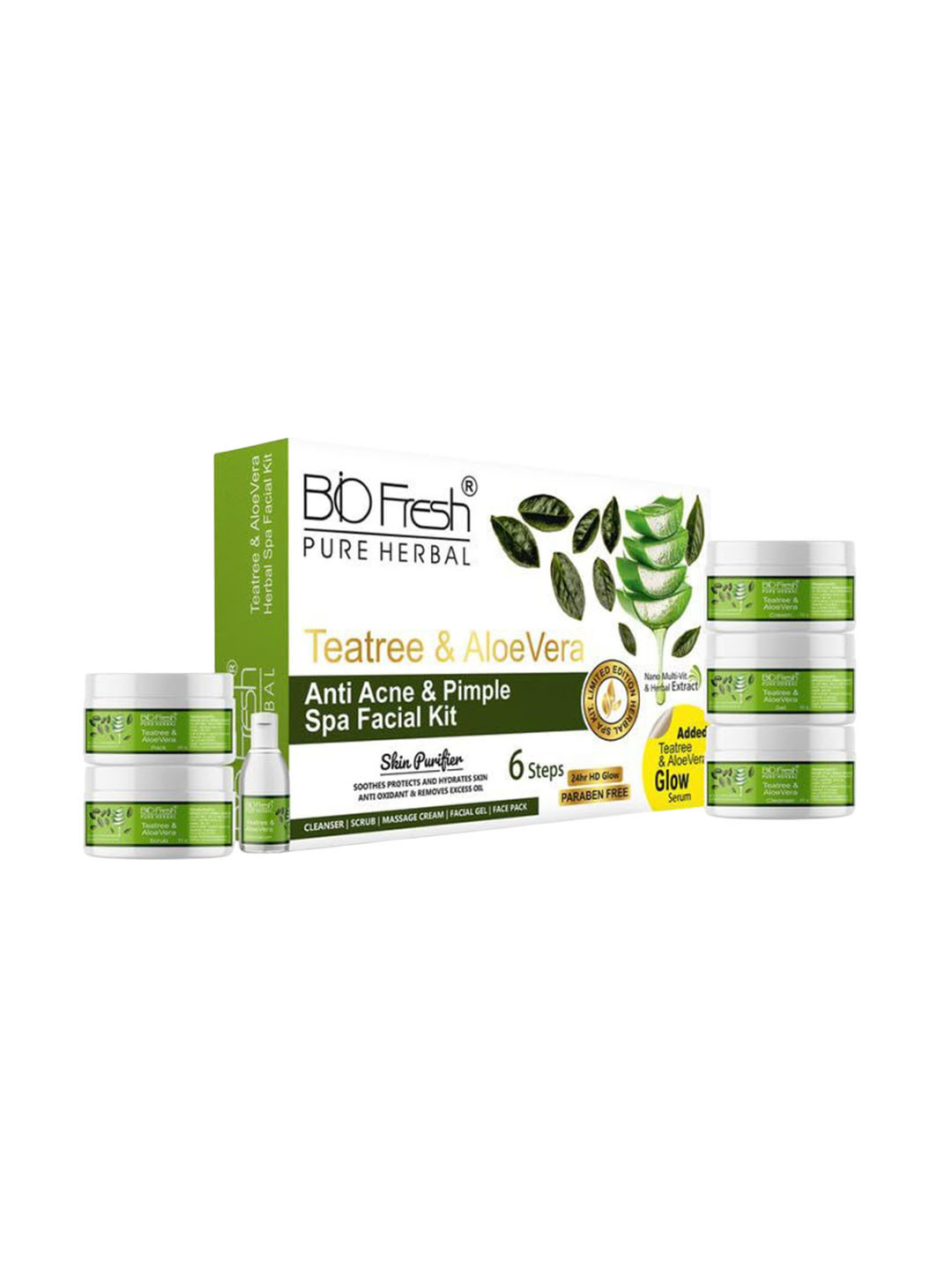 BIOFRESH 6 Step Tea Tree & AloeVera Anti Acne & Pimple Spa Facial Kit - 285 g