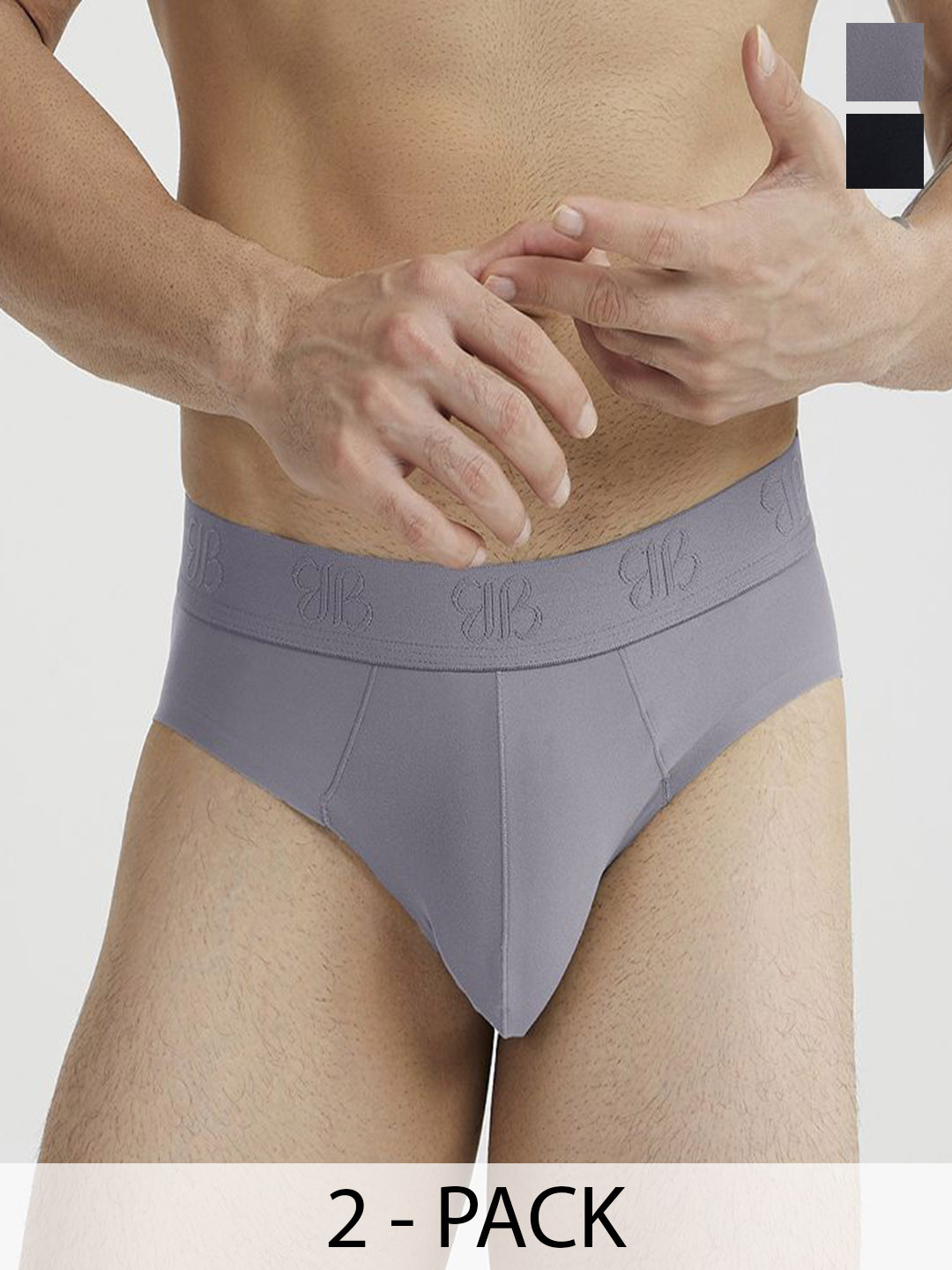 B'there Pack of 2 Seamless Microfiber Brief U006_CBK_DLC