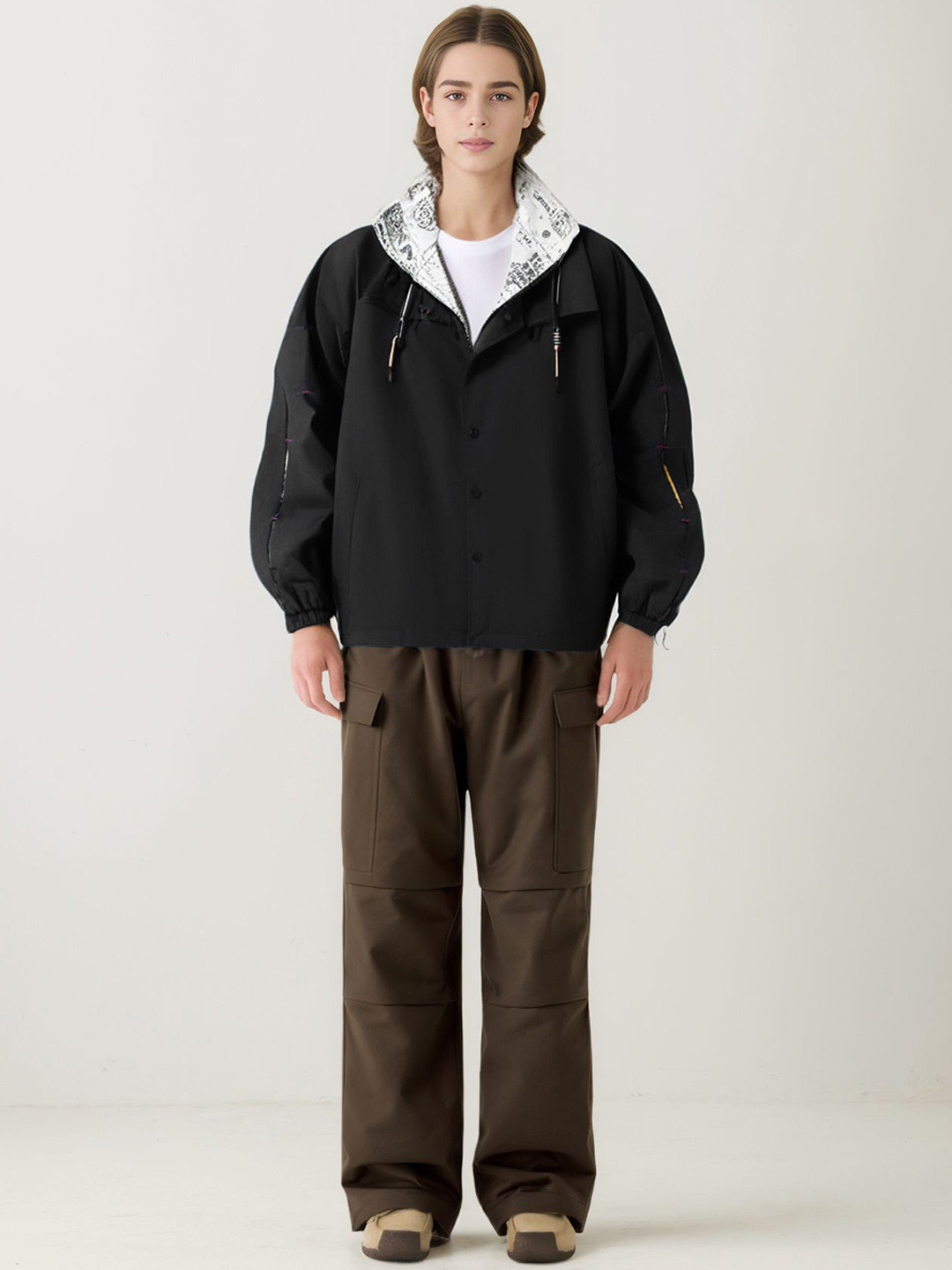 StyleCast x Revolte Men Hooded Graphic Casual Jacket