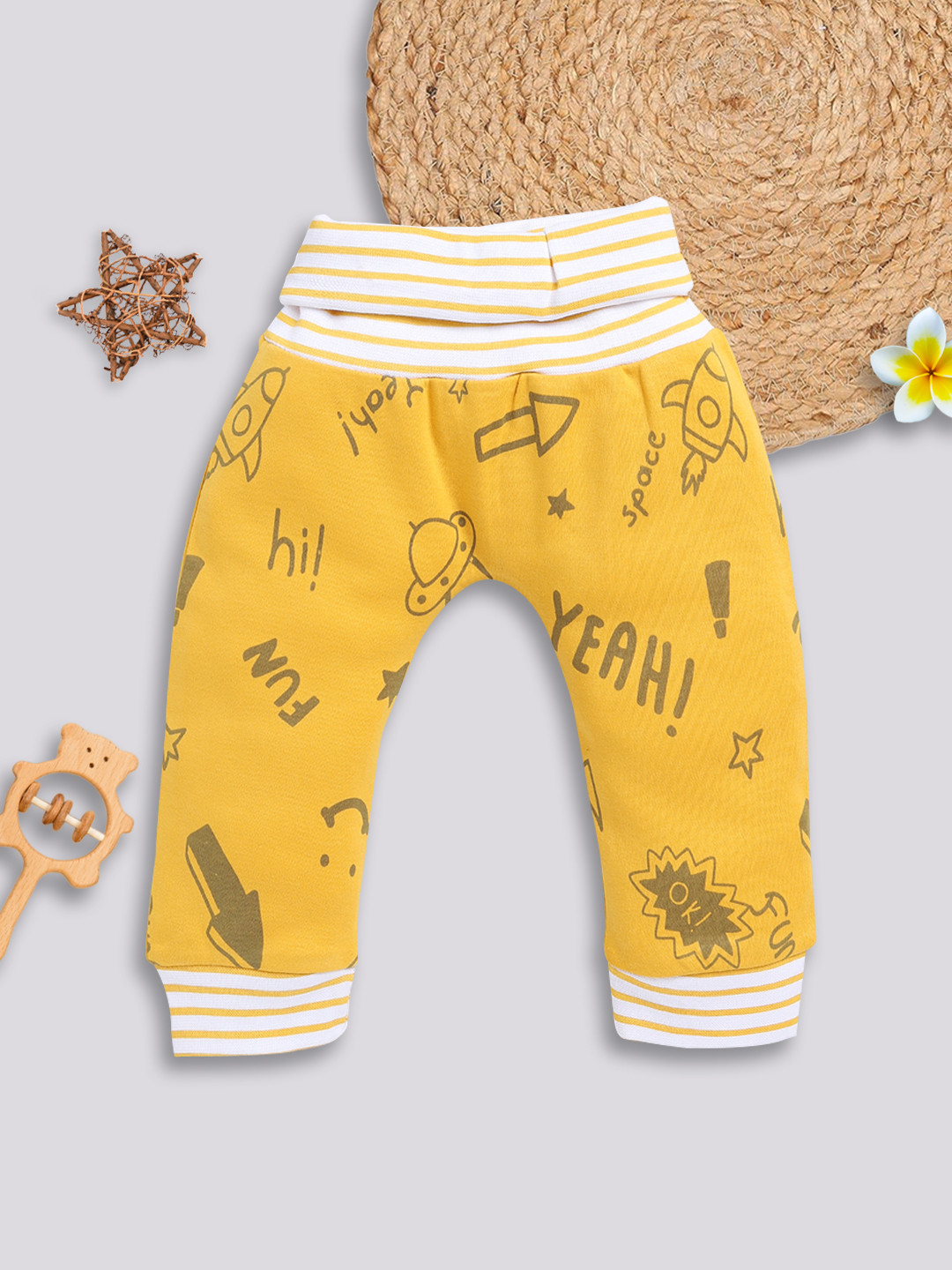 YK X Tinyo Infant Boys Mid-Rise Printed Cotton Joggers