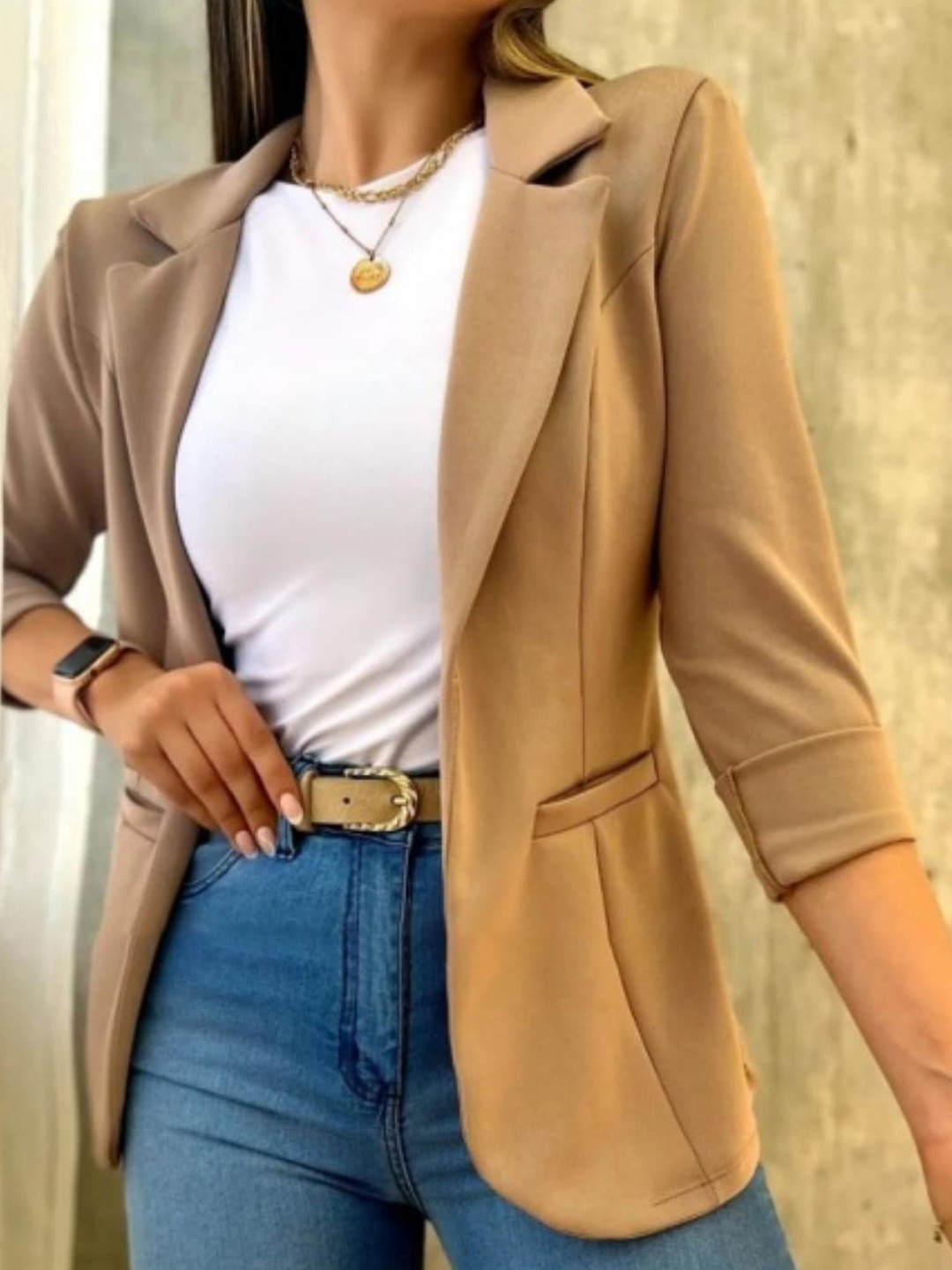 StyleCast Brown Open Front Blazer