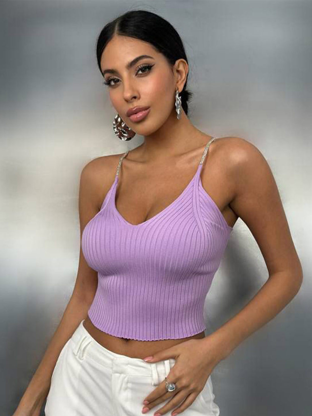 Zwankee Women Ribbed Fitted Crop Top