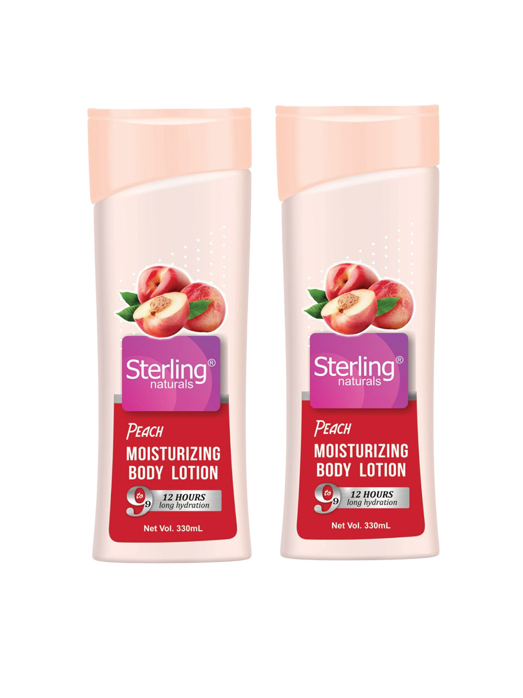 Sterling Naturals Women Body Lotion Peach Pack of 2 Moisturising All Skin Types 330ml
