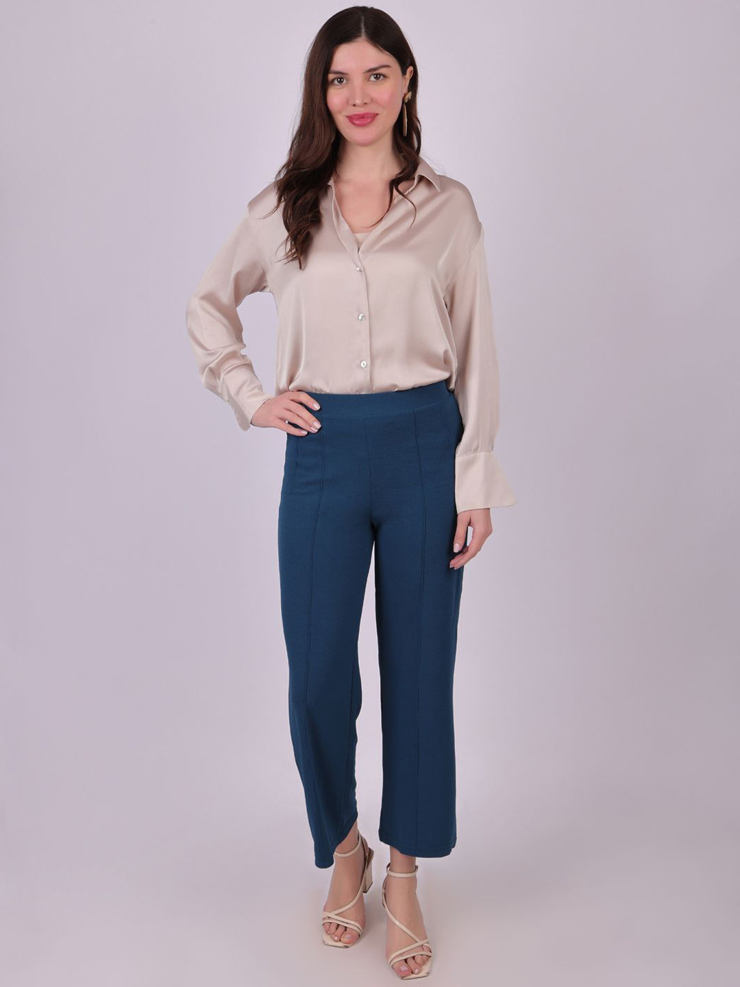 MICHAEL KOVLIN Women High-Rise Casual Plain Korean Fit Pants