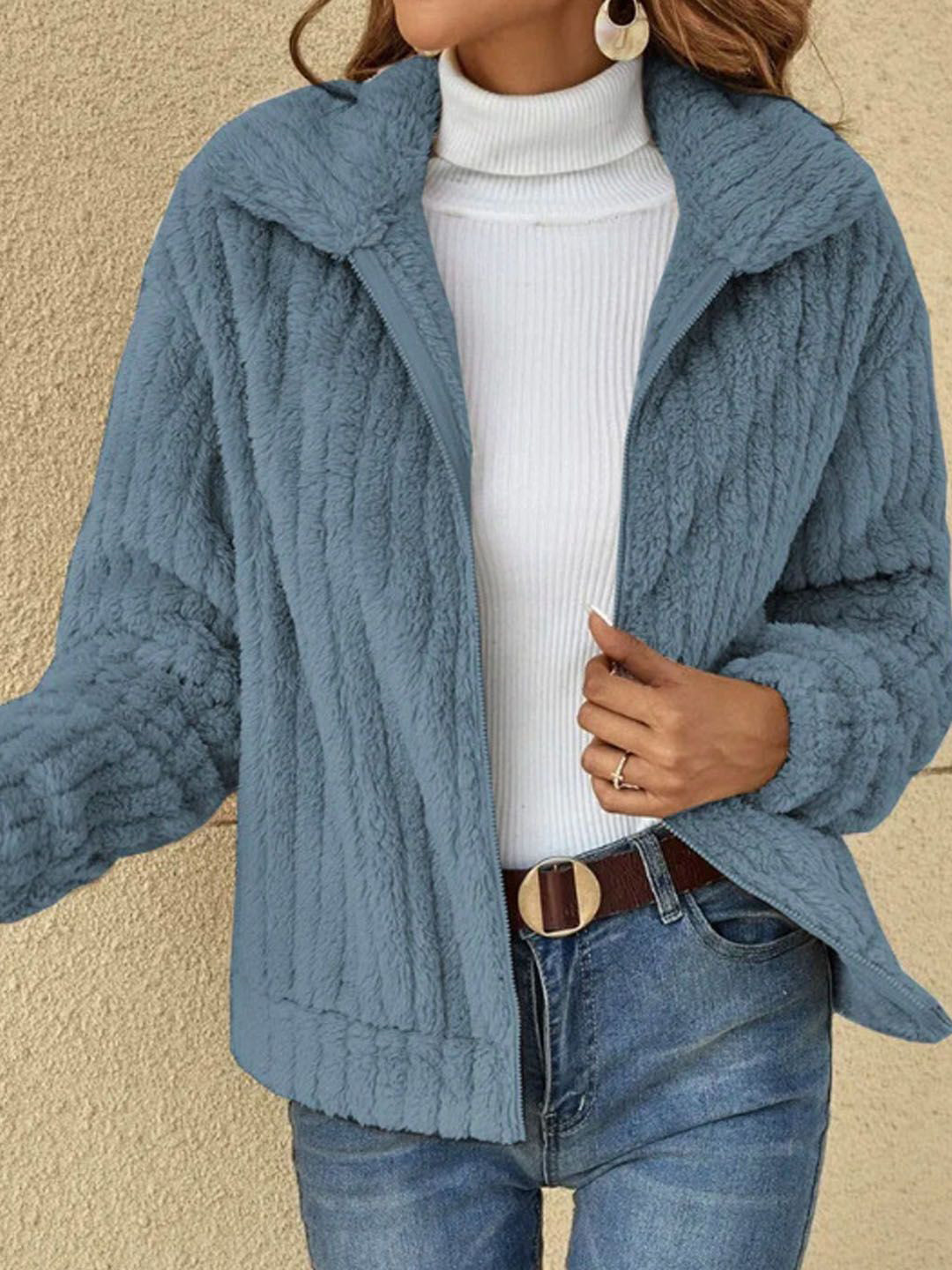 StyleCast Women Solid Faux Fur Jacket