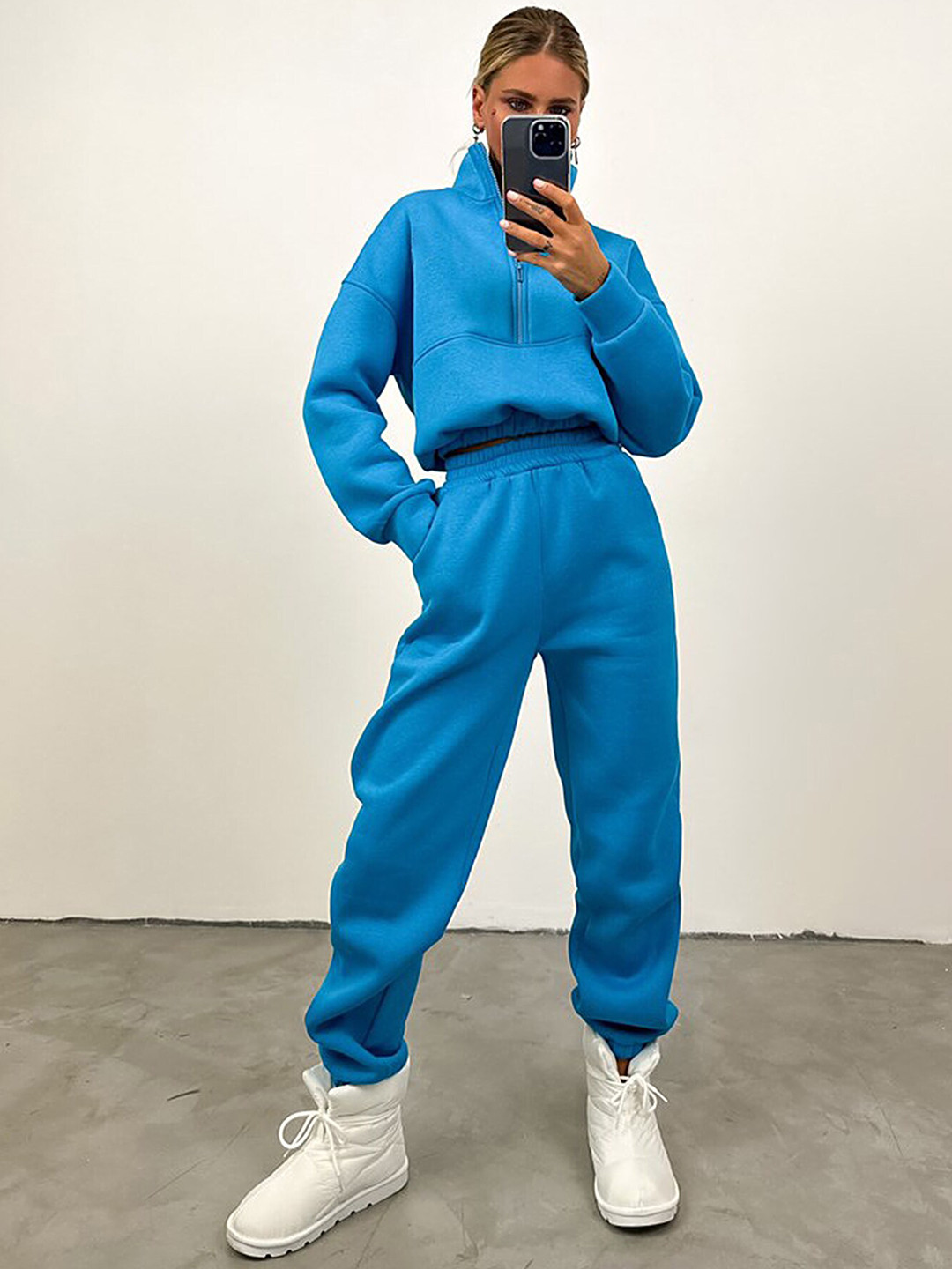 LULU & SKY Cropped Zipper Sweatshirt With Jogger Co-Ords