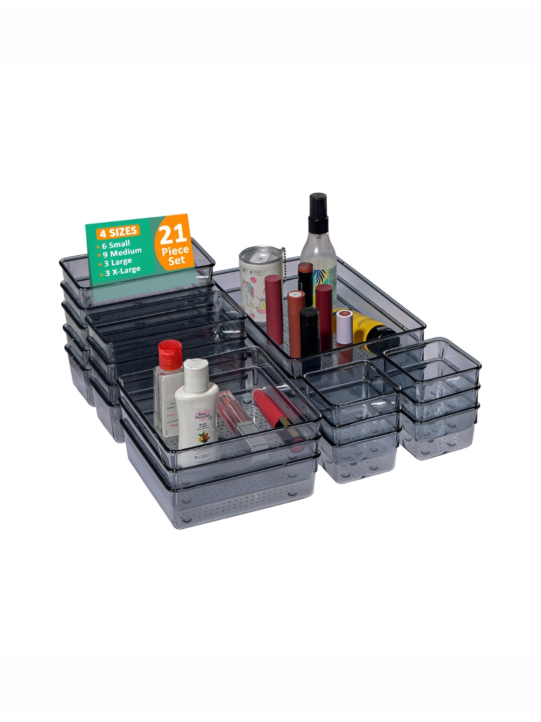 Myntra Elegant Homes Black 21 Pieces Drawer Organisers