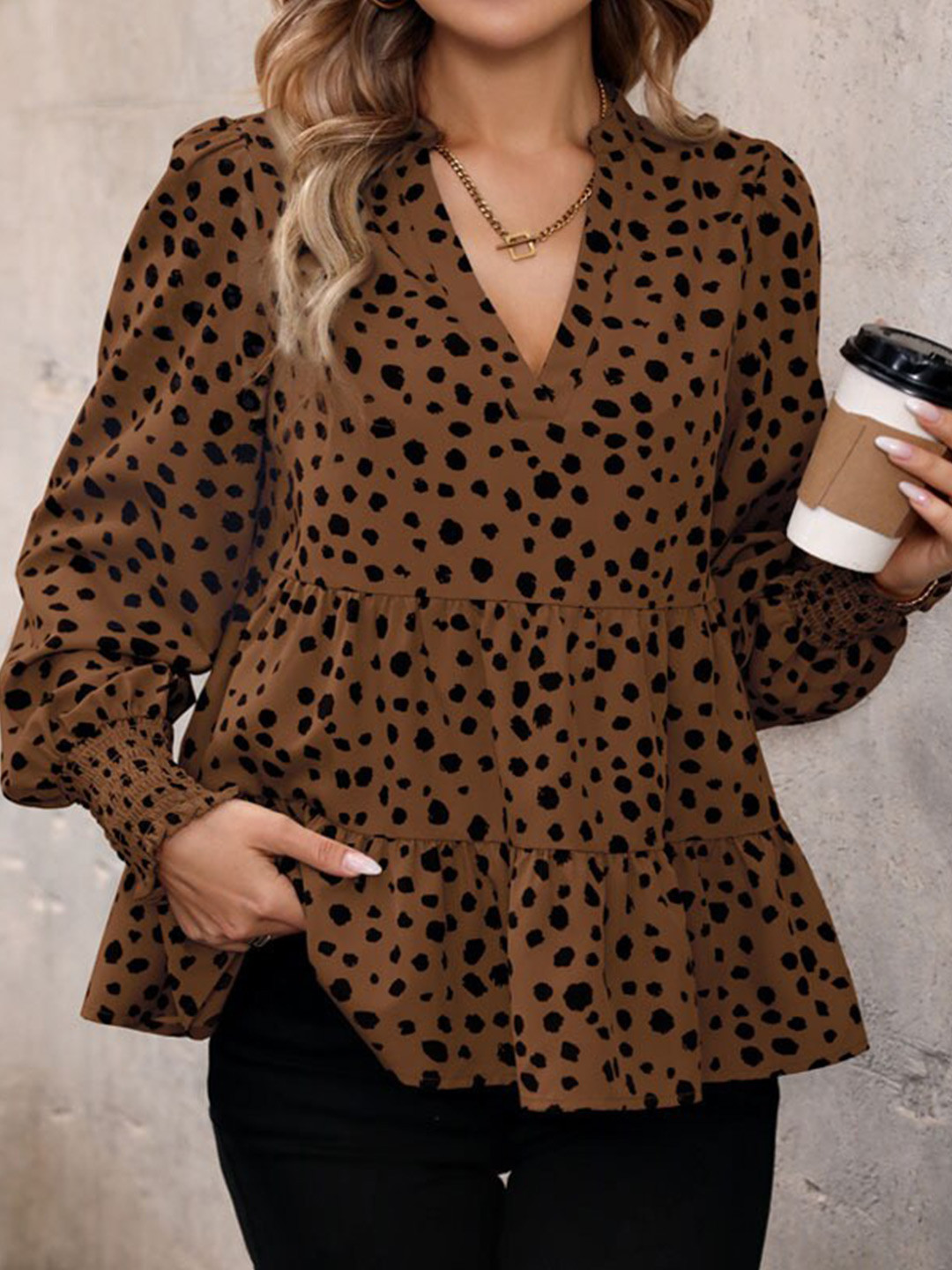 StyleCast Long Sleeves Animal Print Top