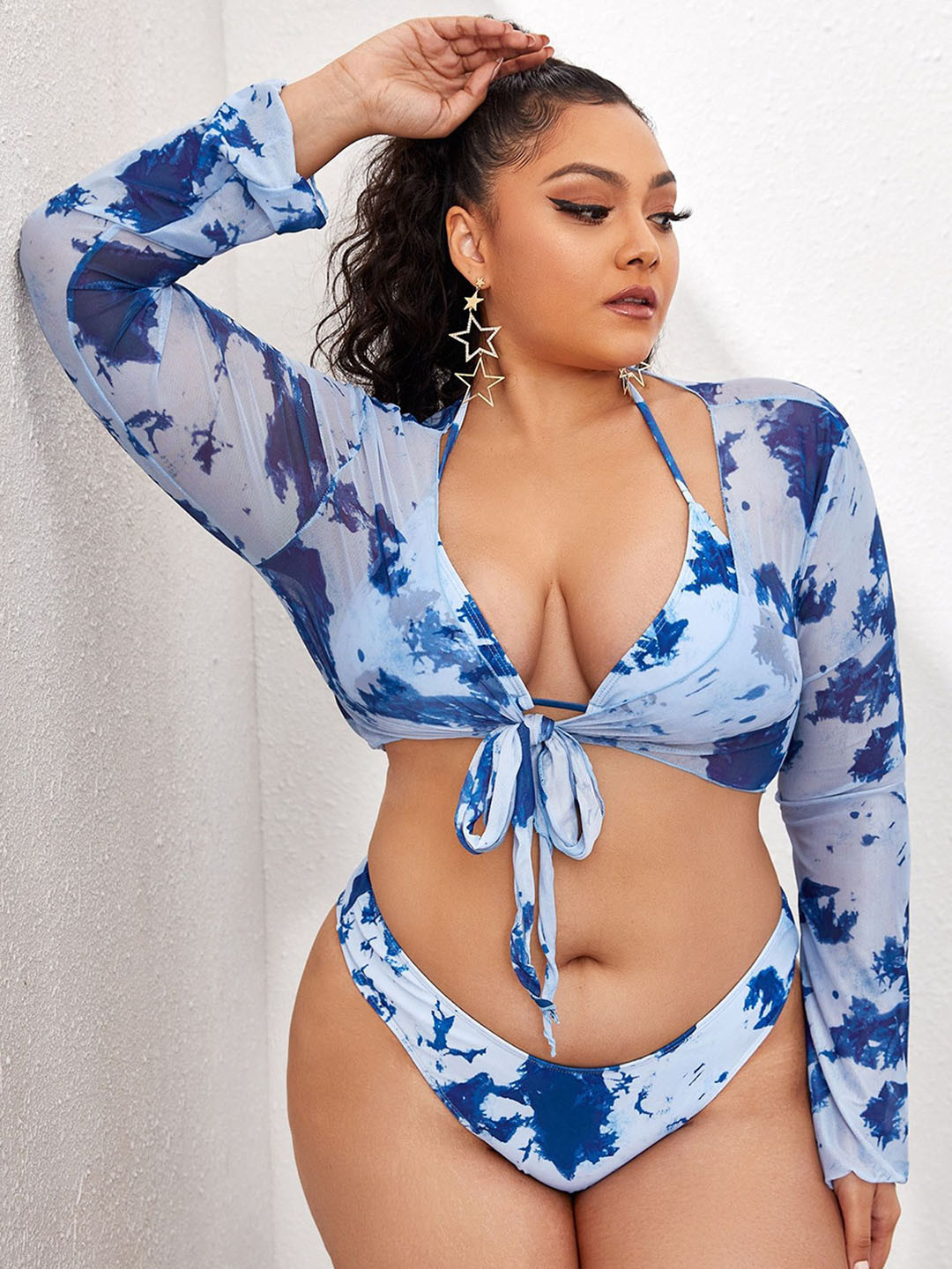 LULU & SKY  3-Pcs Tie-Dye Printed Plus Size Bikini Set