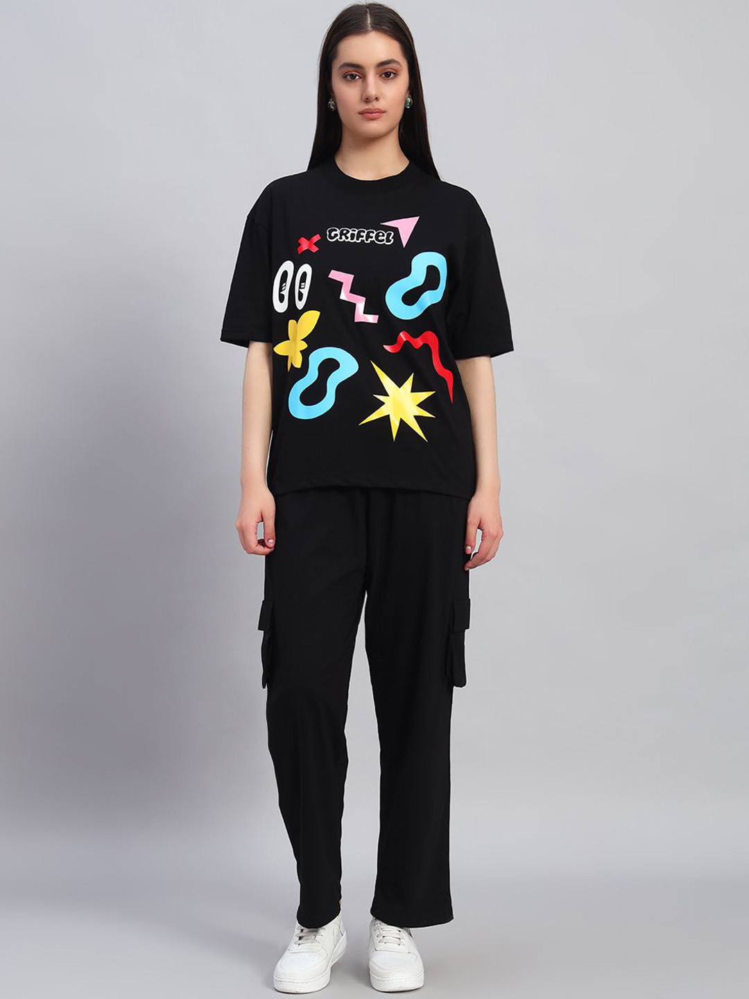 GRIFFEL Printed Oversized Pure Cotton Co-Ords