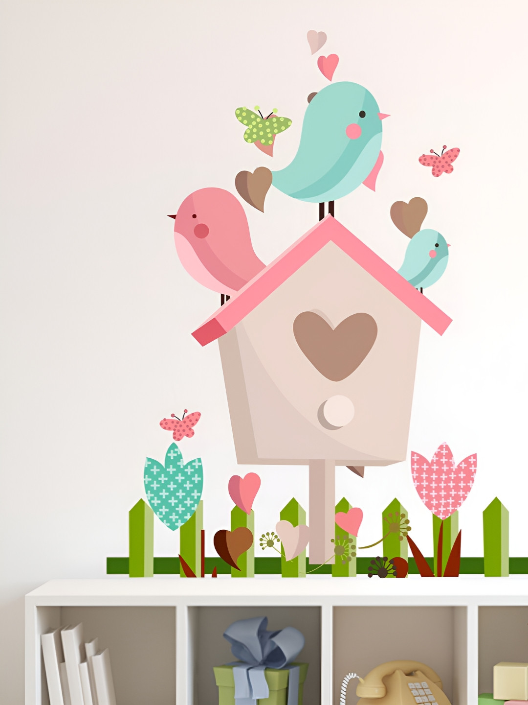 LANSTICK Pink & Blue Printed Self-Adhesive WallStickers