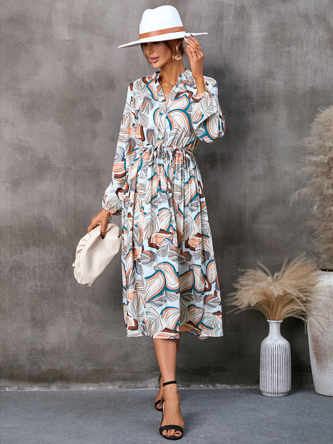 StyleCast Abstract Print Shirt Collar Shirt Dress