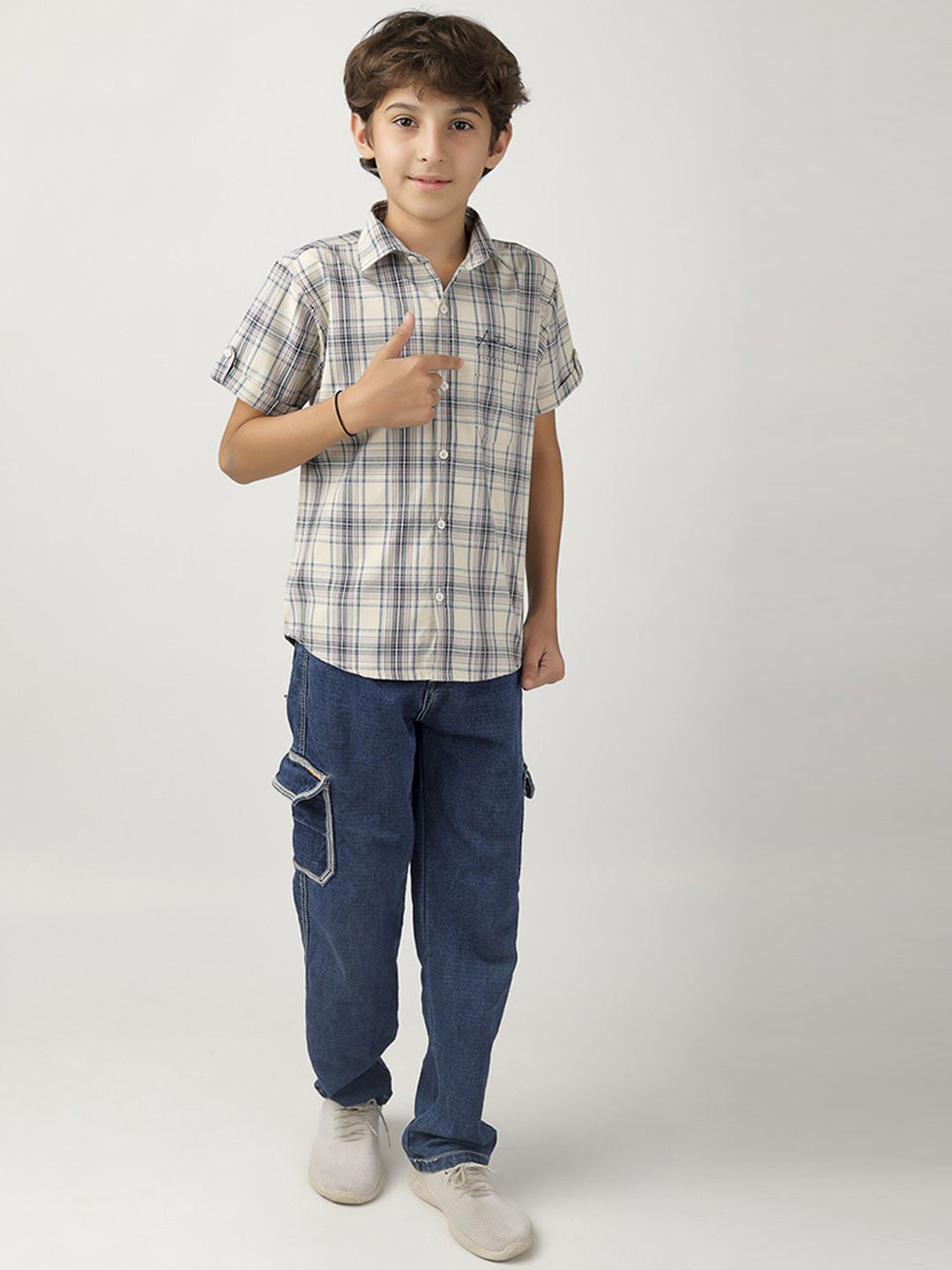 BEARSOUL Boys Tartan Checked Cotton Casual Shirt