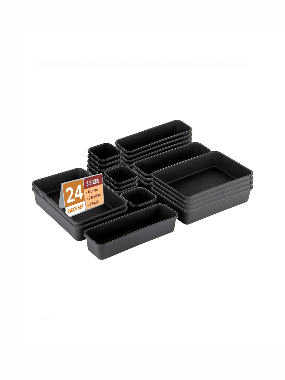 Myntra Elegant Homes Black 24 Pieces Regular Drawer Organisers