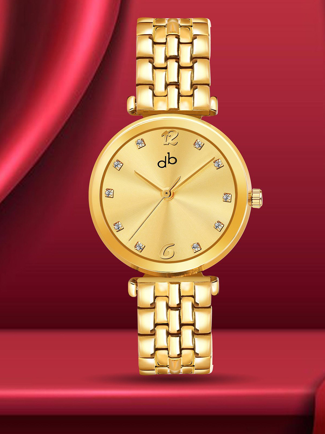 DressBerry Women Brass Dial & Stainless Steel Straps Analogue Watch DB-029-Gold