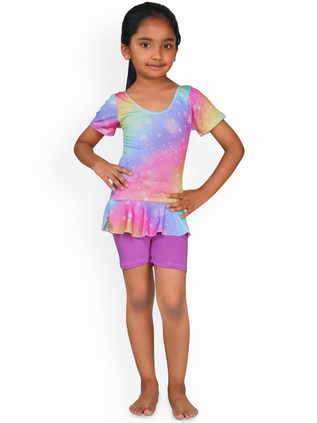 SHIFTER Girls Printed Swimsuit With Attached Shorts