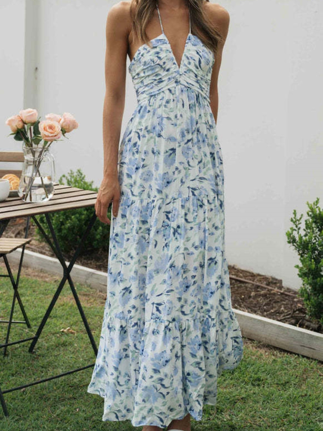 StyleCast Women Floral Printed Halter Neck A-Line Maxi Dress