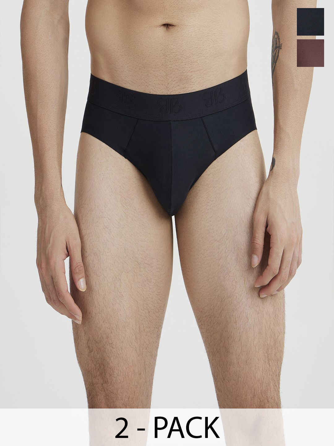 B'there Pack of 2 Seamless Microfiber Brief U006_CBK_DBY