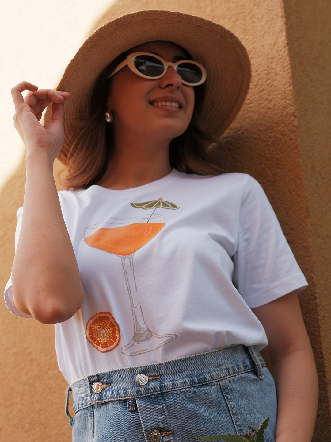 WEAVING CULT Women Hand Painted Regular Fit Round Neck T-Shirt