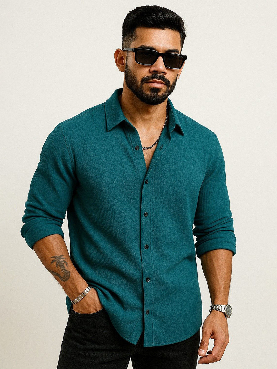 VORTEX Popcorn Textured Long Sleeves Shirt