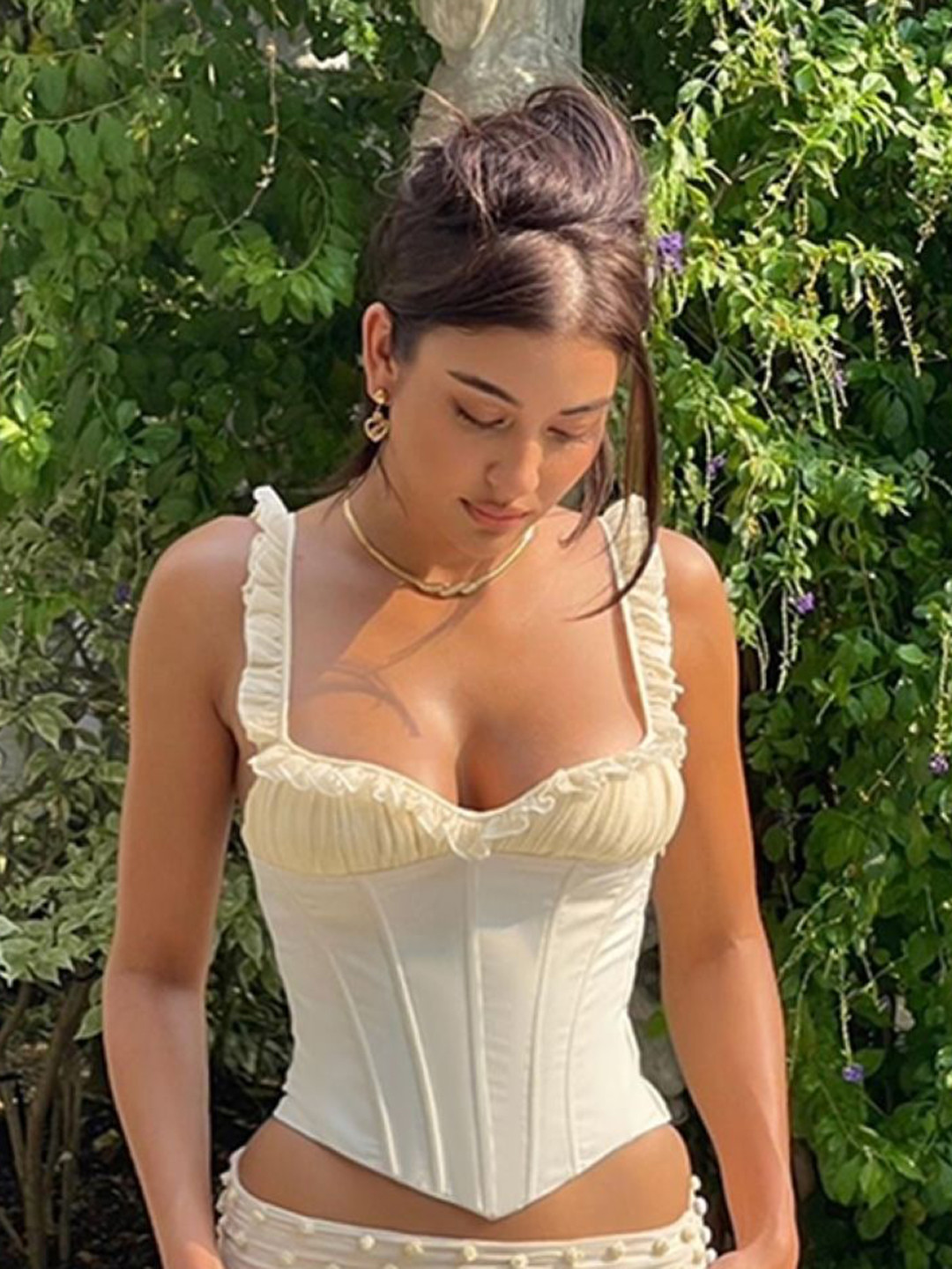 StyleCast Solid Sweetheart Neck Corset Top