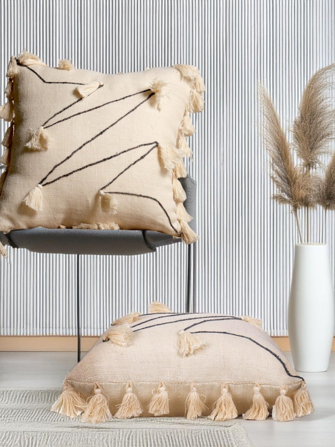 SH Creation and Handlooms Off White Durable Cushions