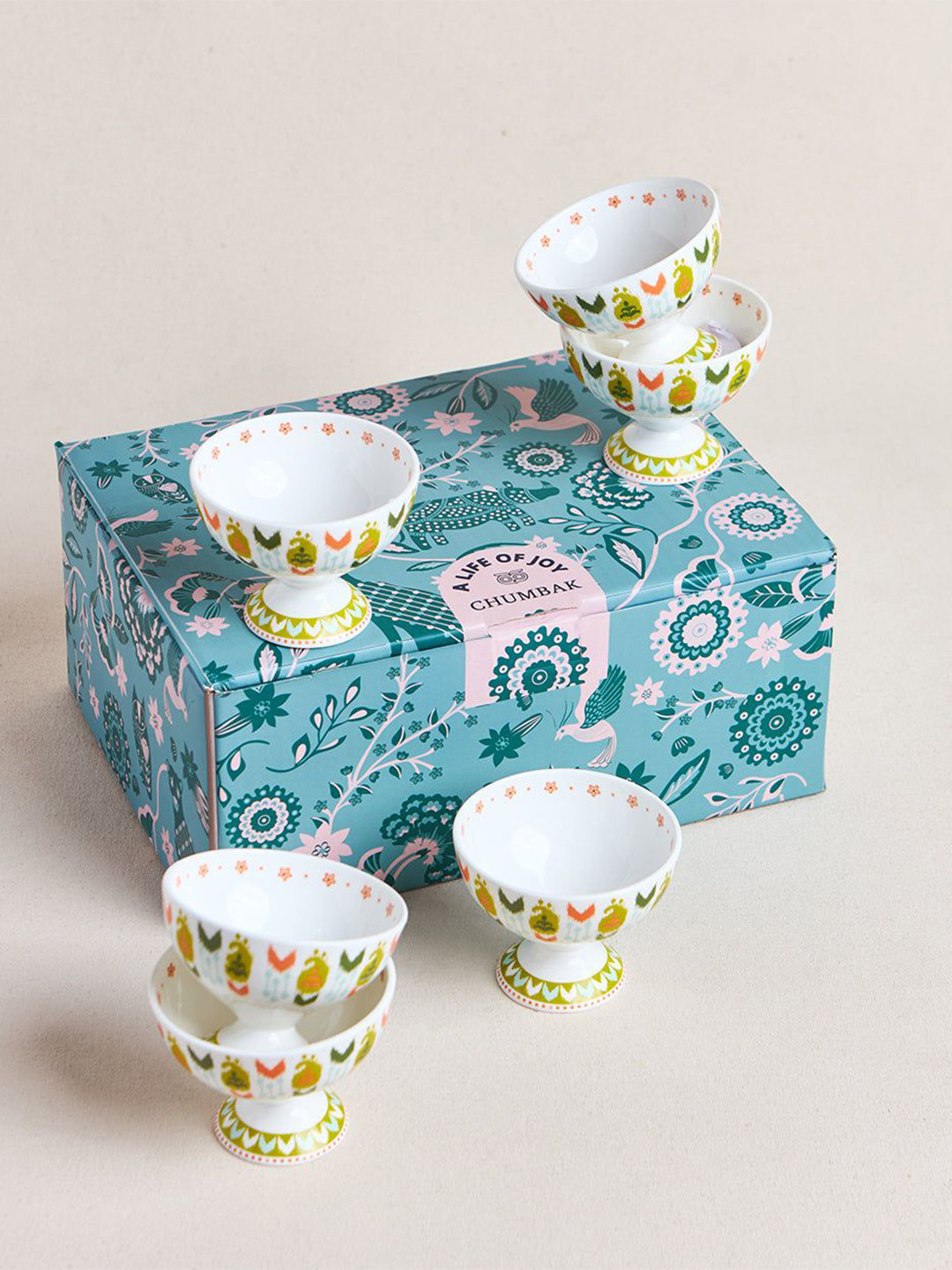Chumbak White 6 Pieces Ice cream Bowls Gift Set 160 ml each