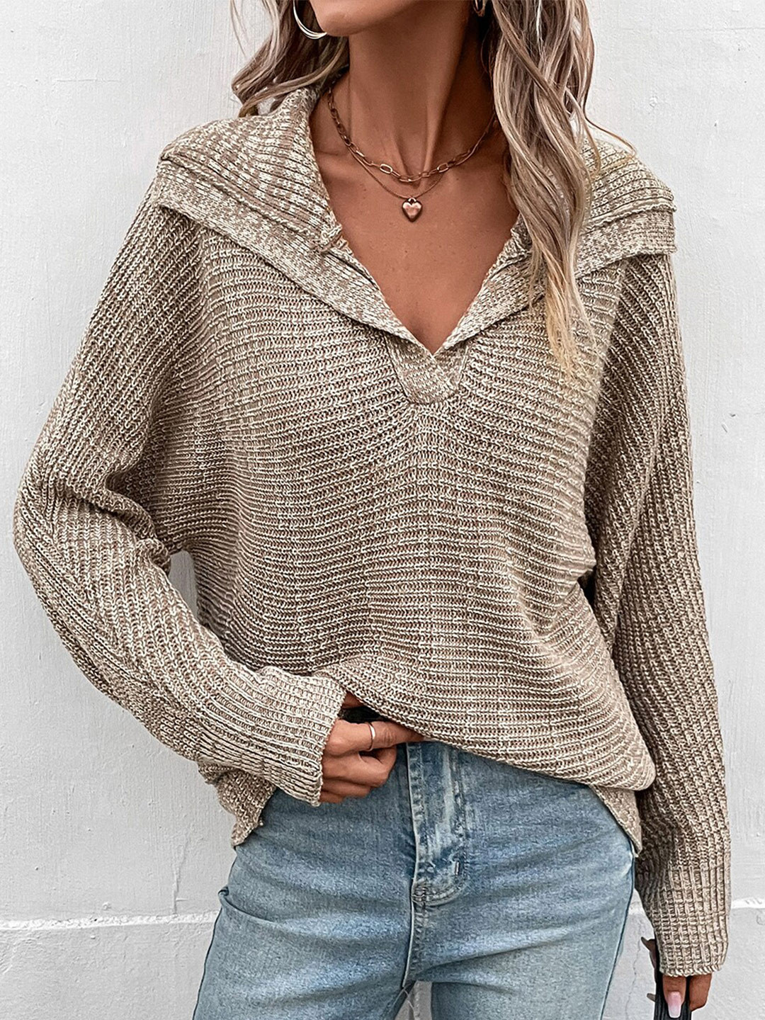 StyleCast Khaki Cable Knitted Shawl Collar Cardigan