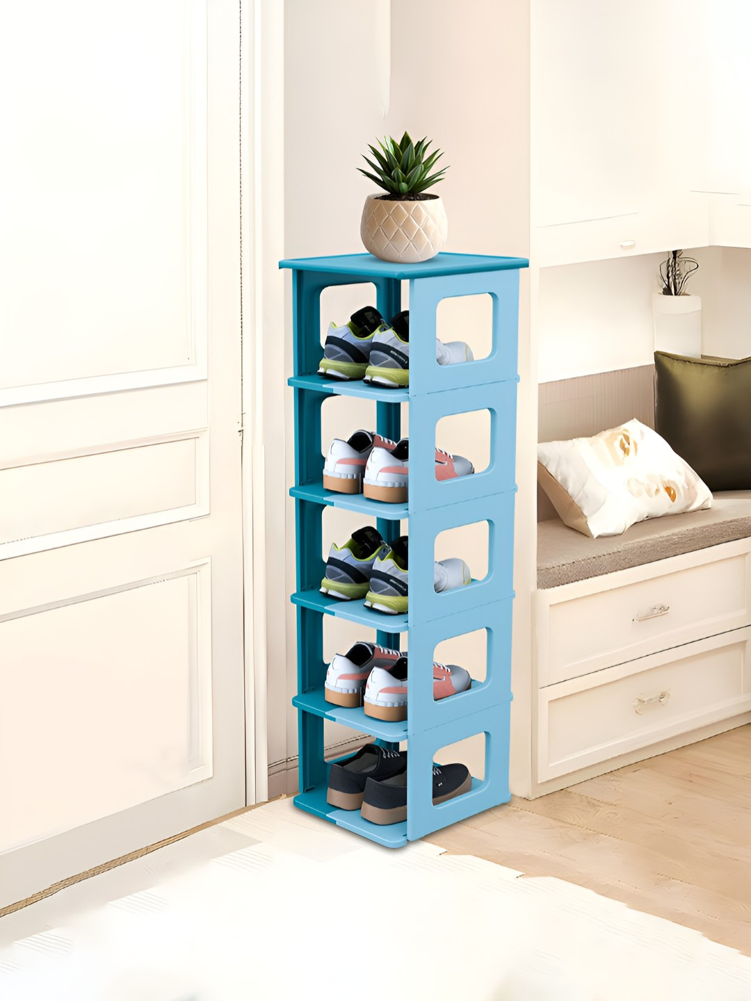 Myntra Elegant Homes Blue 5-Layers Indoor Outdoor Shoe Rack
