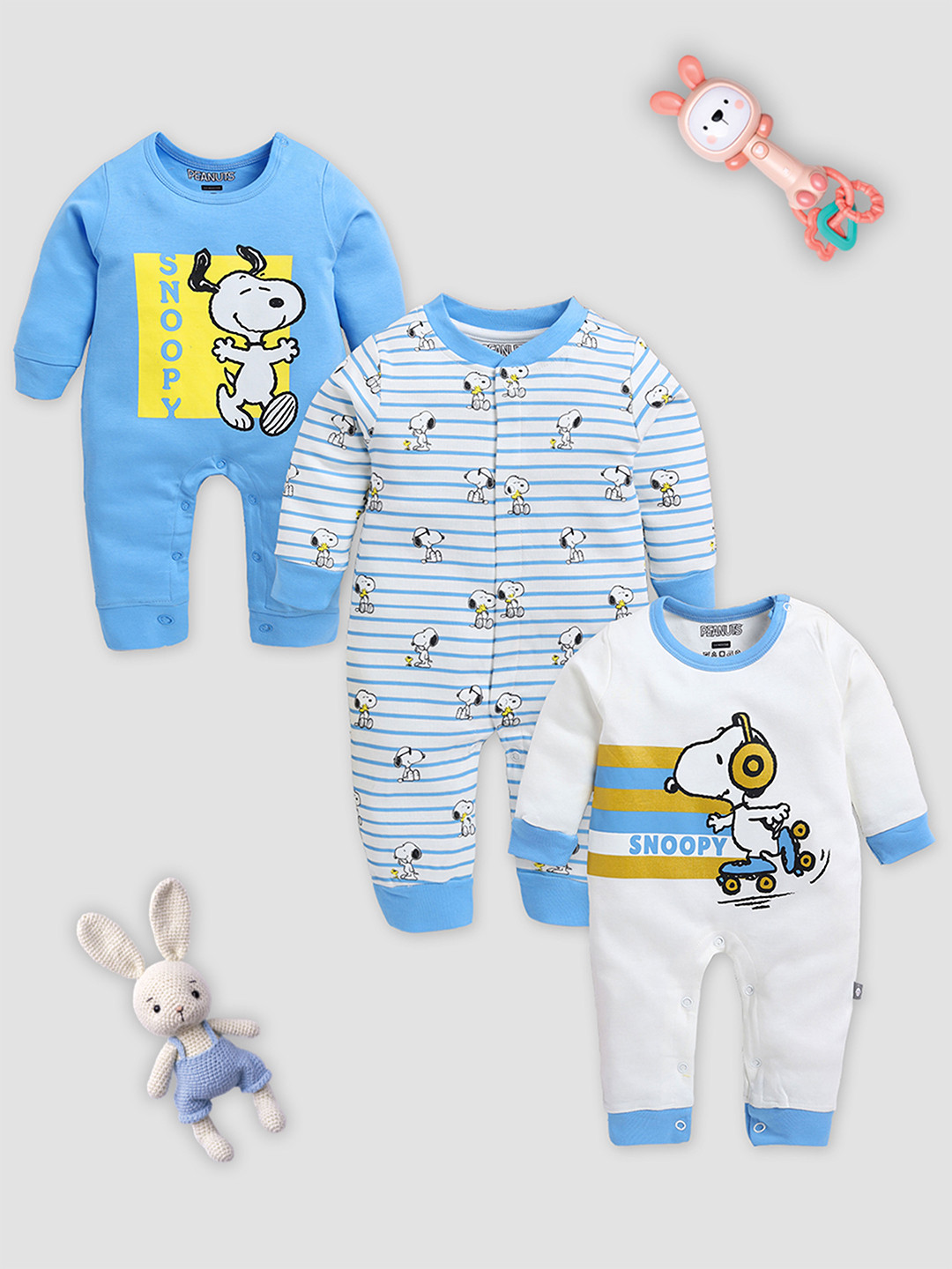 YK X Tinyo Infant Set Of 3 Pure Cotton rompers