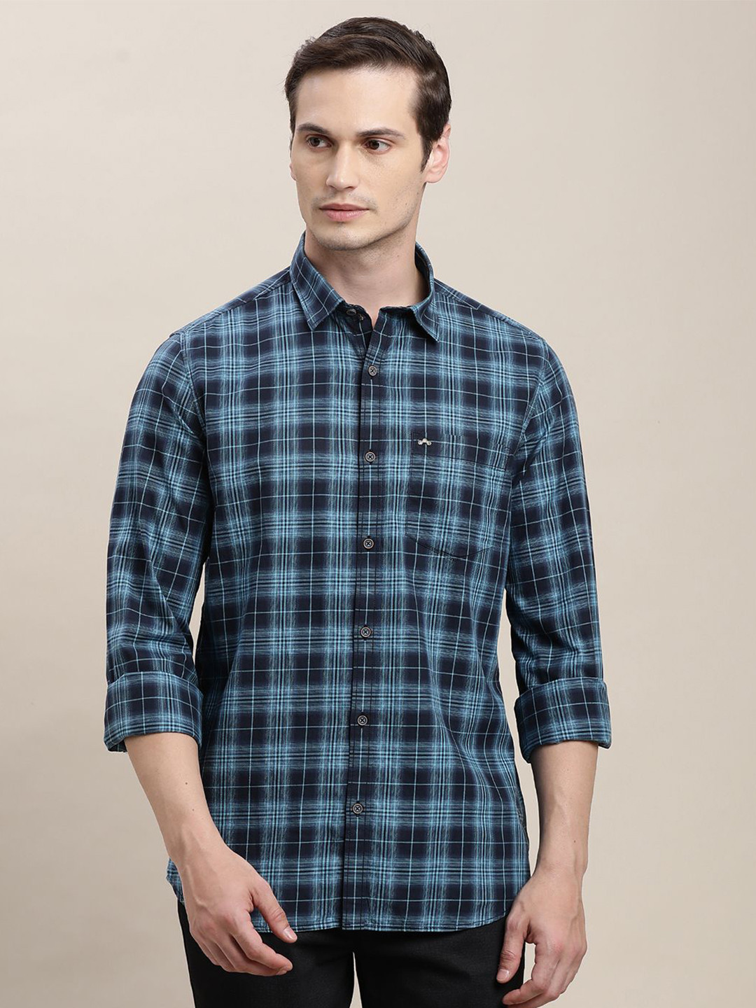Turtle Tartan Checked Relaxed Pure Cotton Slim Fit Shirt