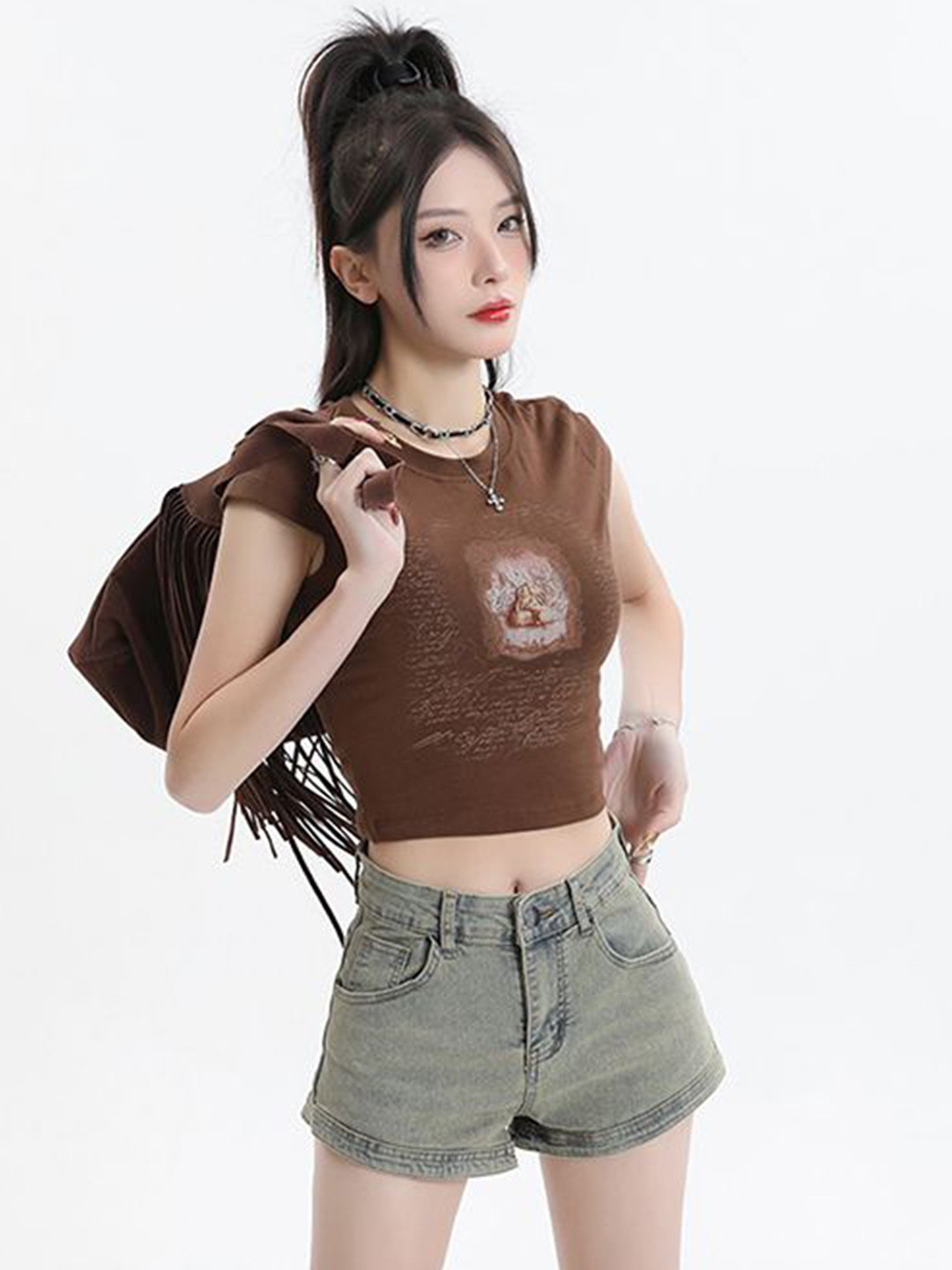 StyleCast x Revolte Women Frayed Denim Hot Pants