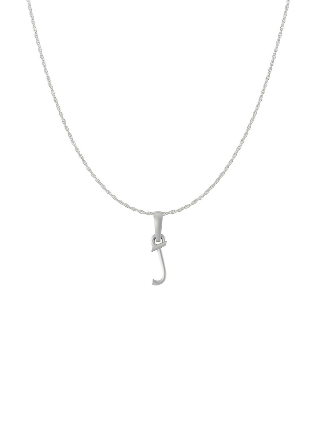 Metronaut 92.5 Sterling Silver J Alphabet Pendant with Rope Chain