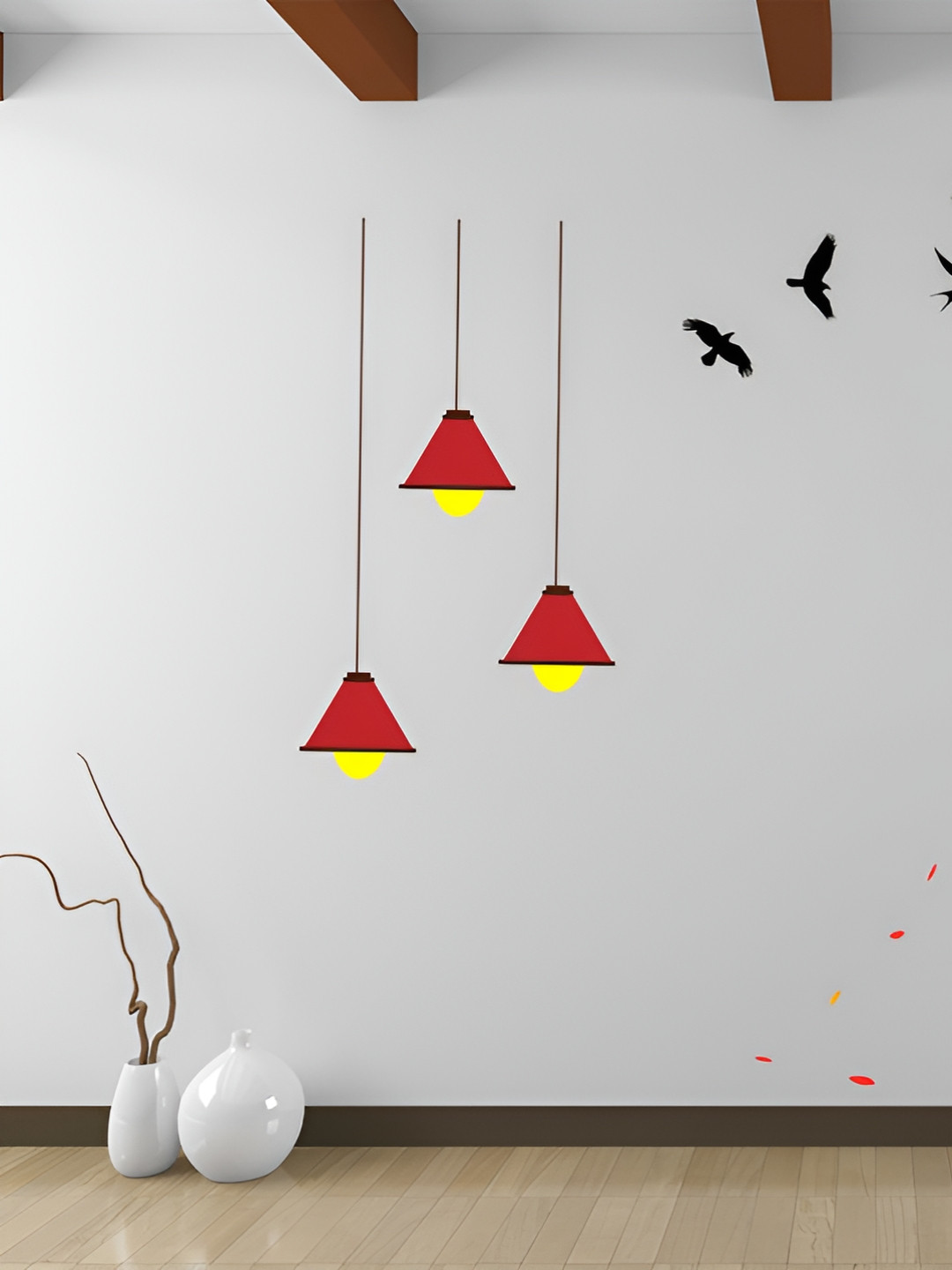 LANSTICK Brown & Black Tree With Cycle & Street Light Printed Self-Adhesive WallStickers