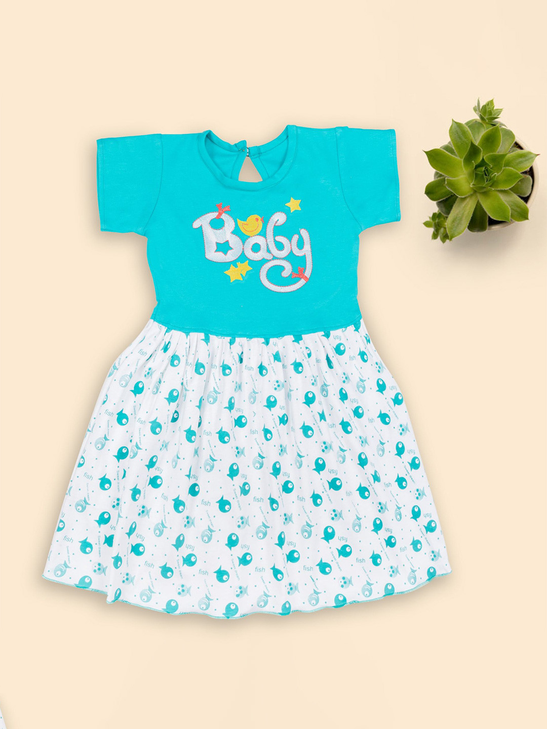 Sevgi Girl's Animal Embroidered Cotton A-Line Knee Length Dress