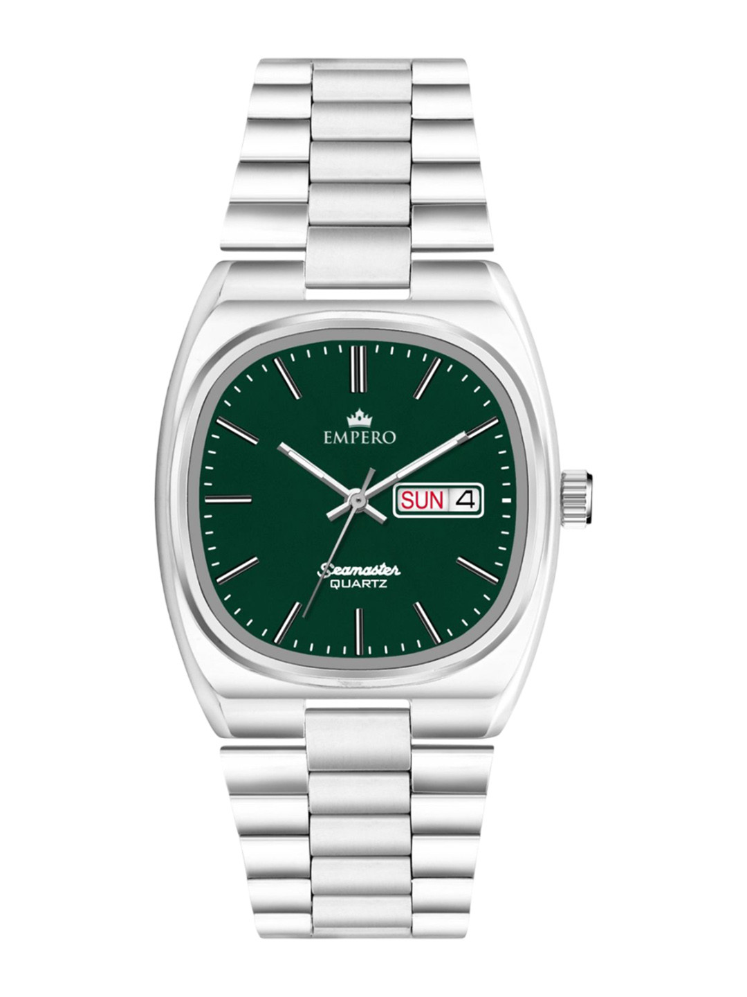 EMPERO Men Brass Dial & Stainless Steel Straps Analogue Watch EAB221 Square Green Dial