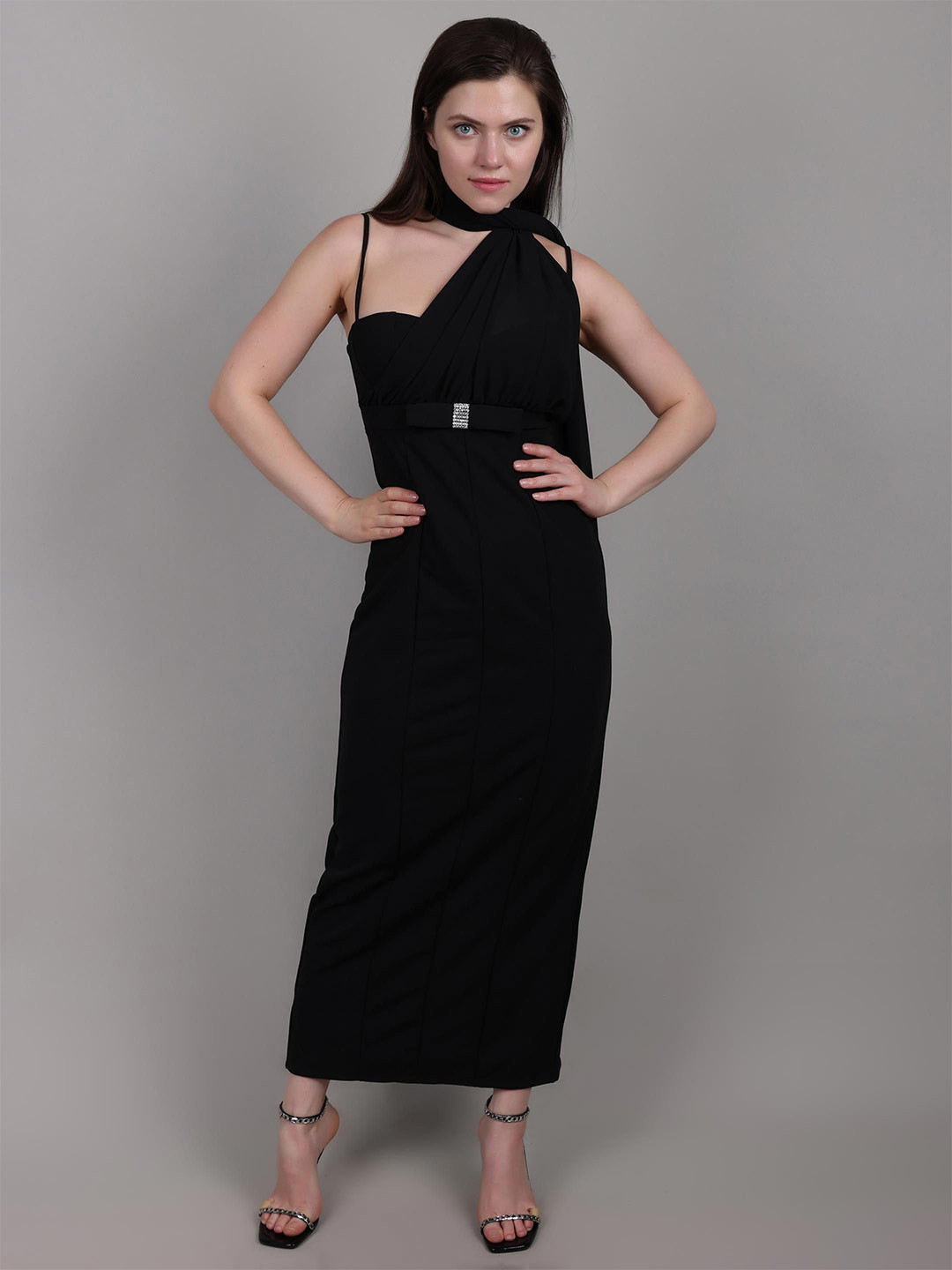 iki chic Scarf Neck Maxi Dress