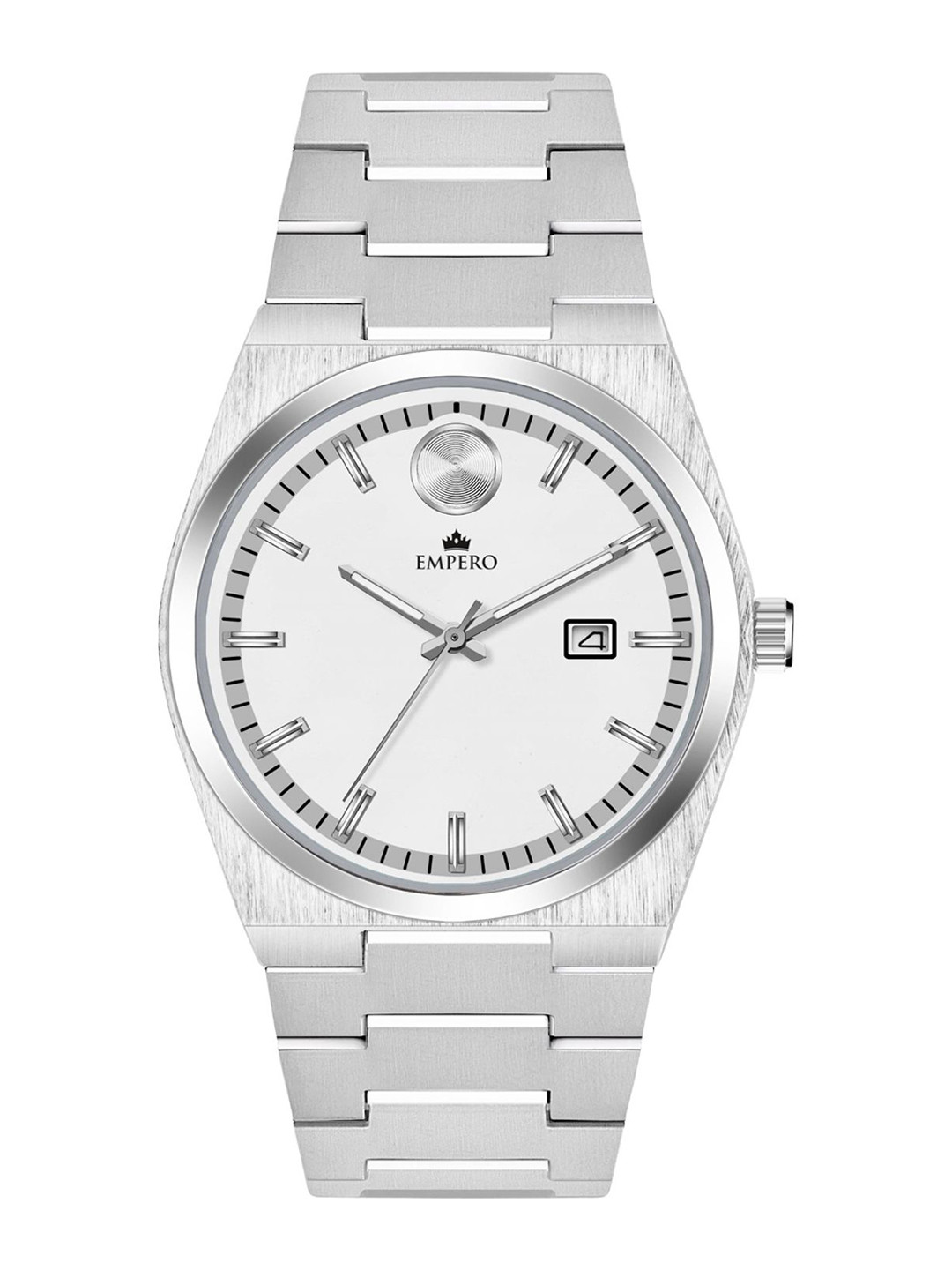 EMPERO Men Dial & Stainless Steel Straps Analogue Watch EAB218 White Dial Silver Chain
