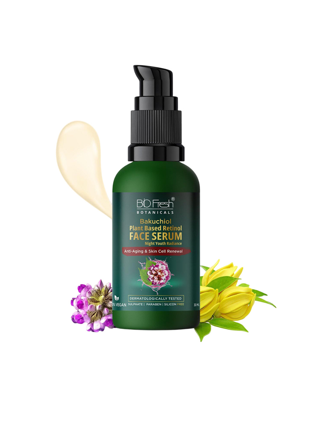 BIOFRESH Bakuchiol Plant Based Retinol Night Face Serum For Anti Aging Skin - 30 ml