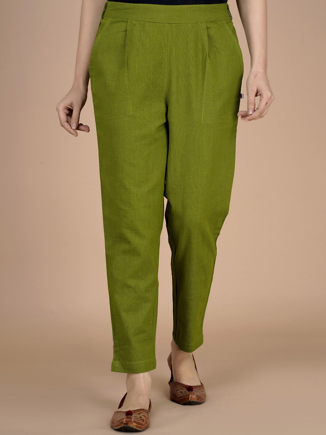 L R TEXTILES Women Solid Mid-Rise Casual Trousers