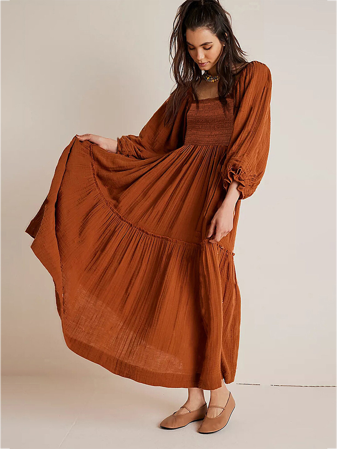 LULU & SKY Square Neck A-Line Maxi Dress